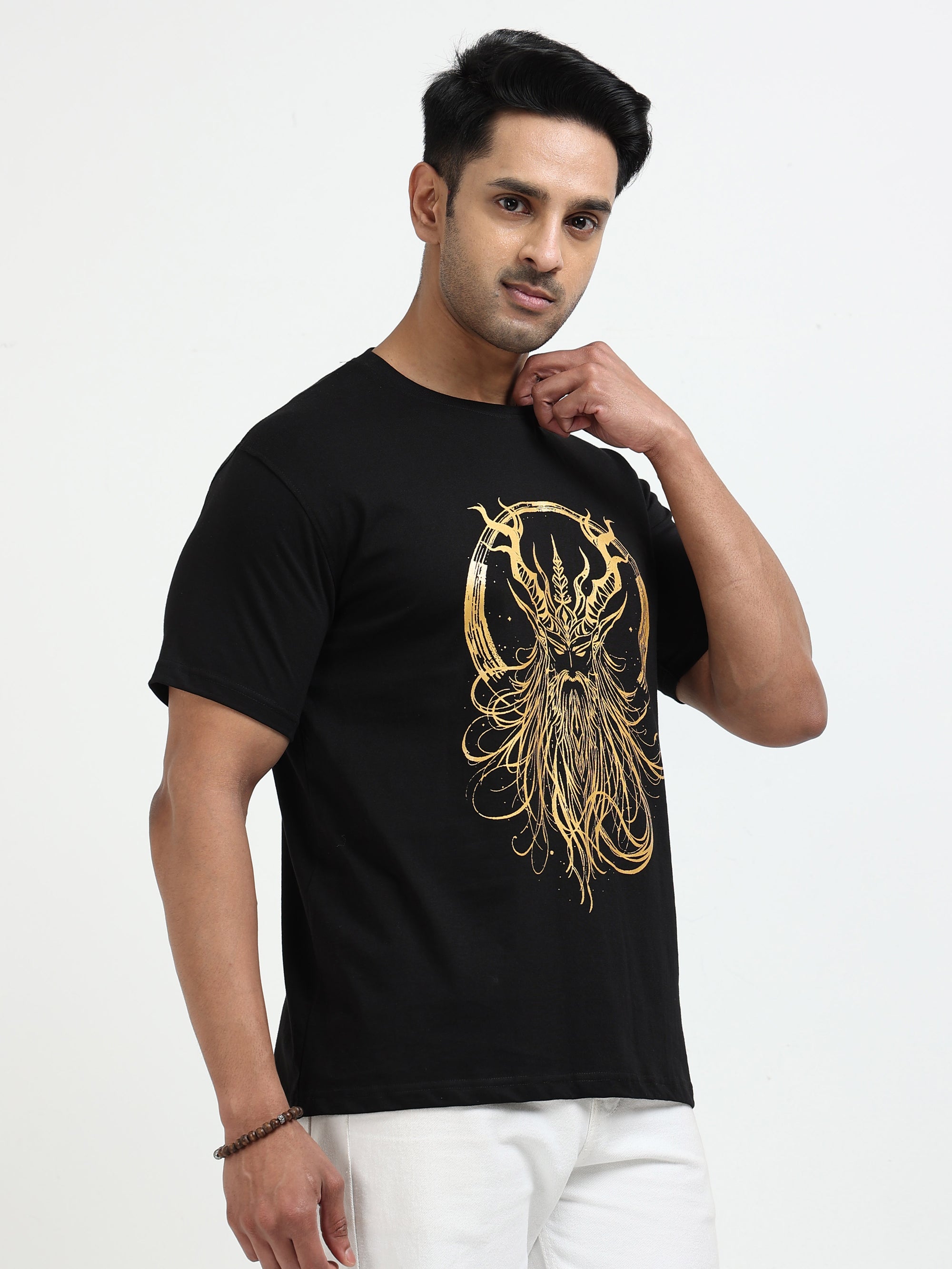 Black Round Neck Bio Wash Single Jersey