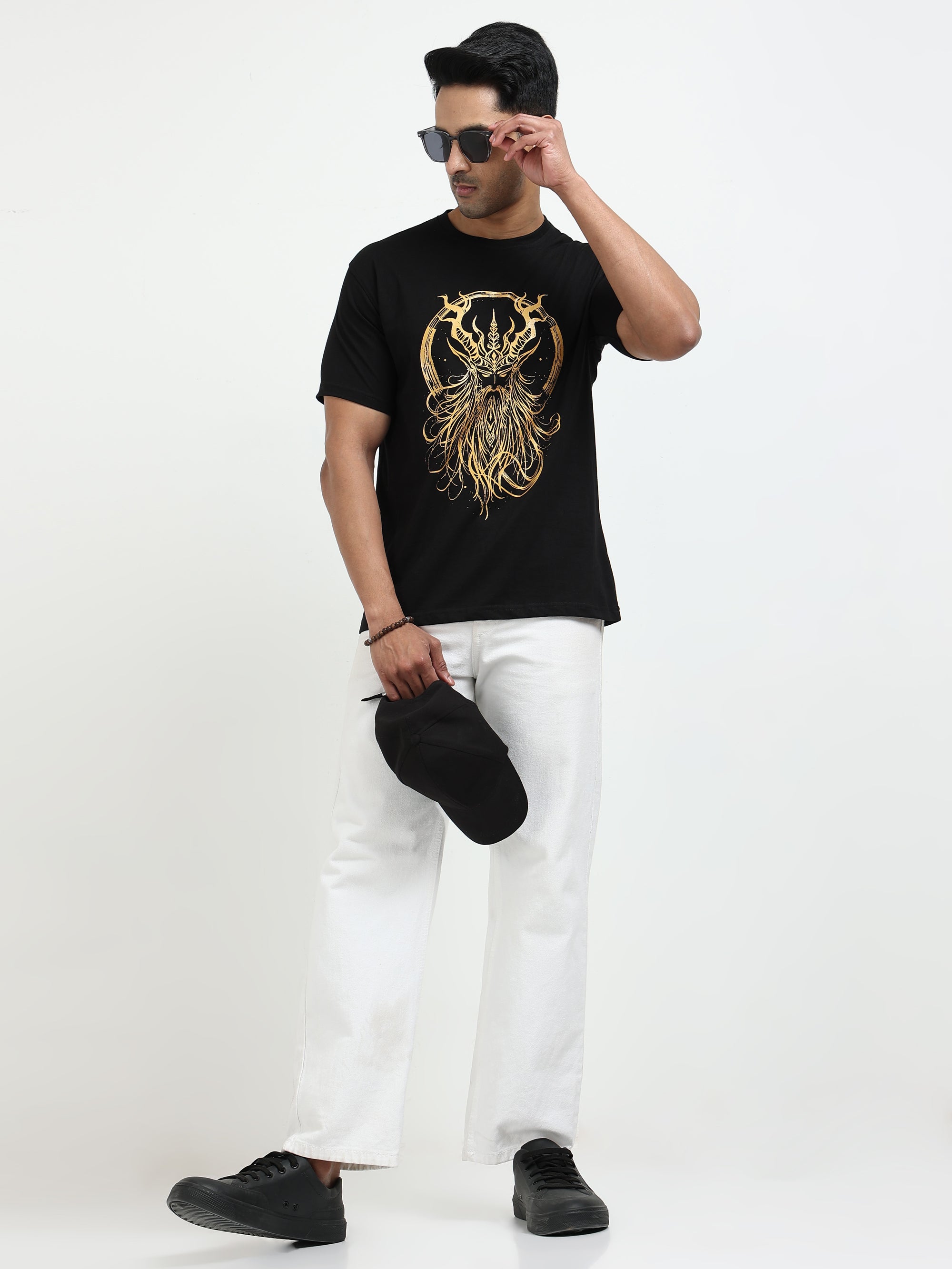 Black Round Neck Bio Wash Single Jersey