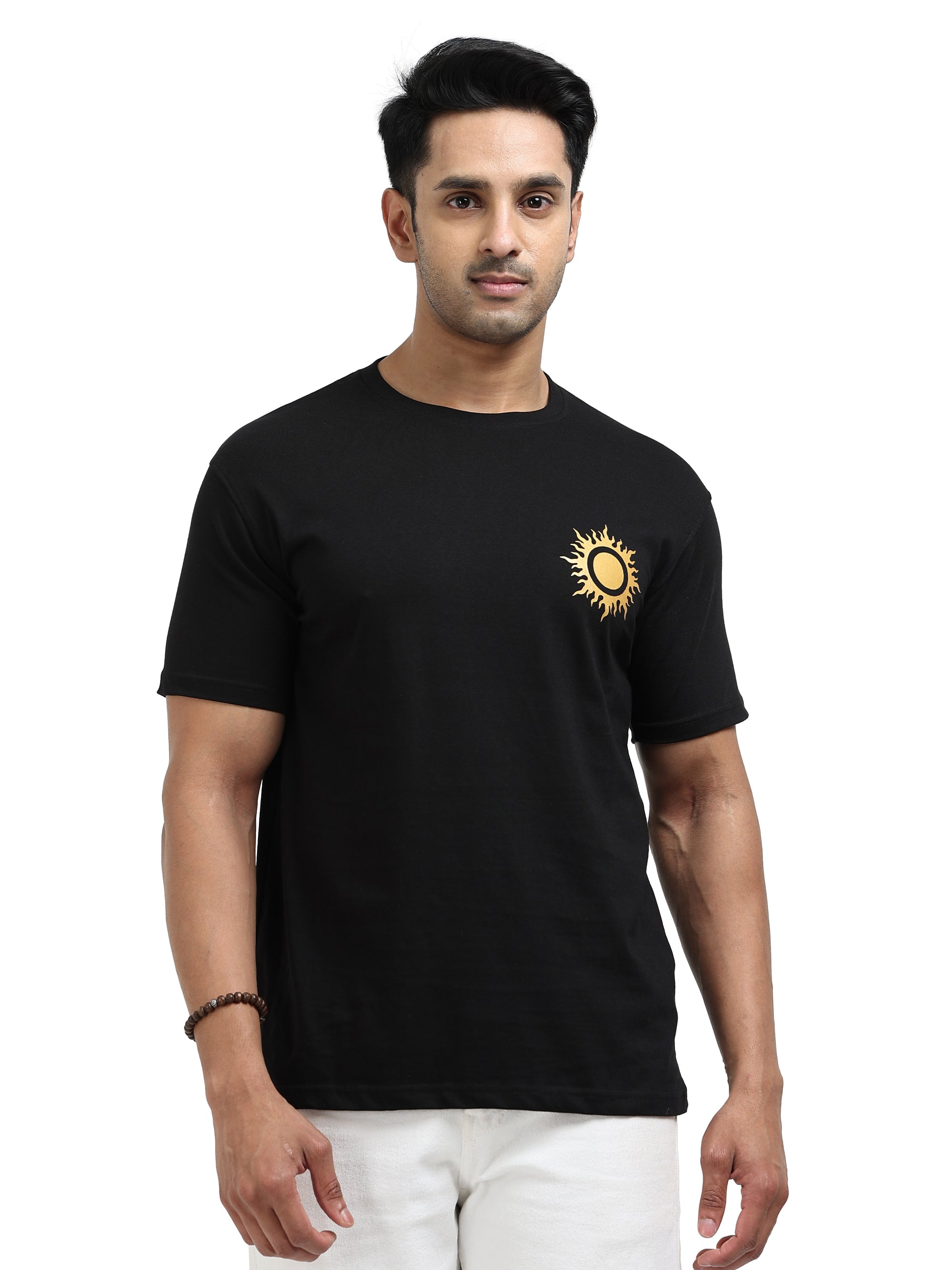 Black Round Neck Bio Wash Single Jersey