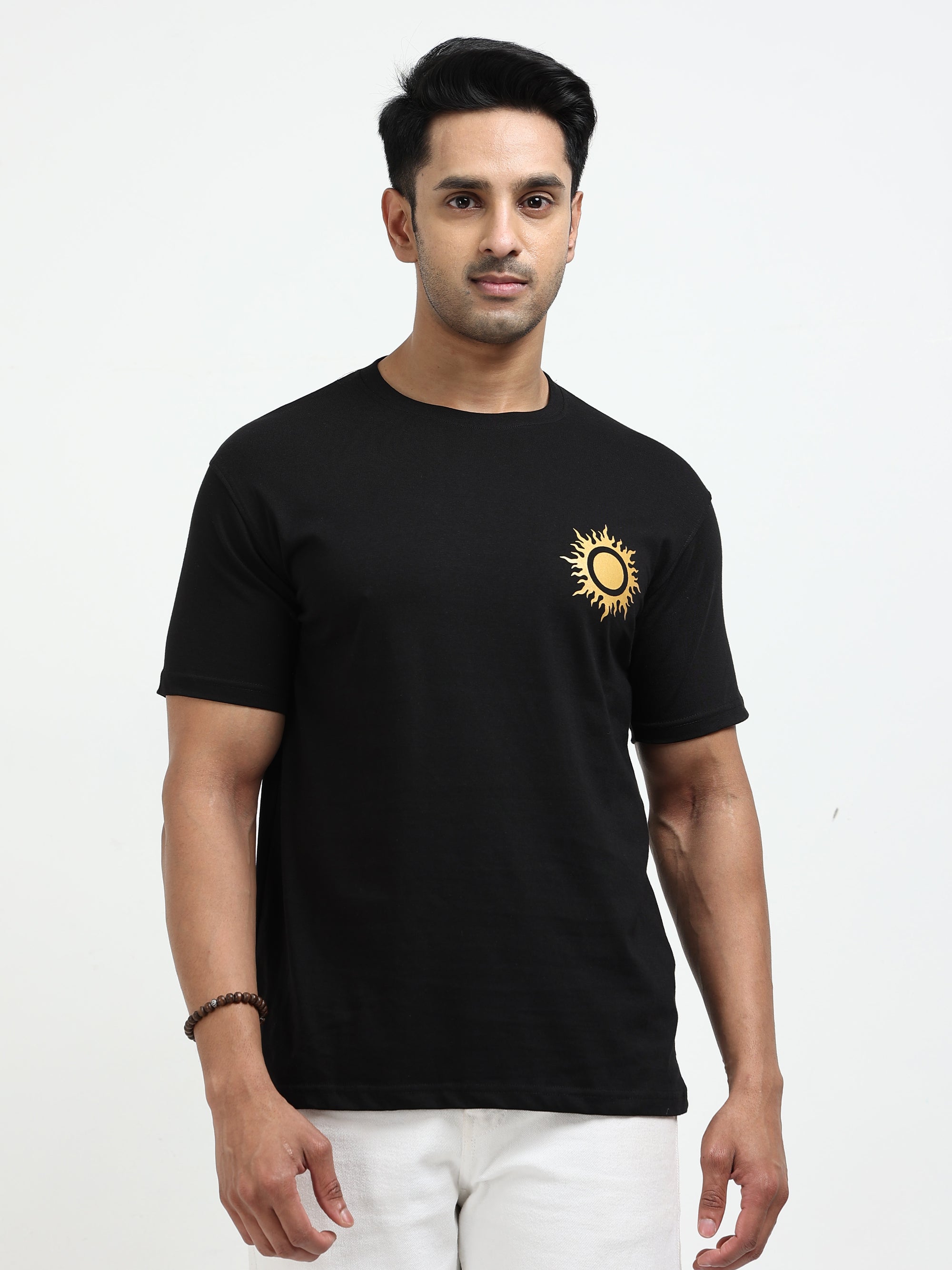 Black Round Neck Bio Wash Single Jersey