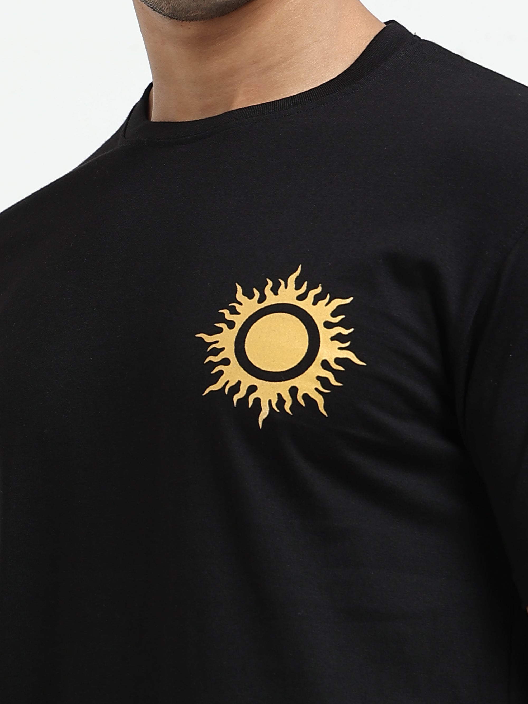 Black Round Neck Bio Wash Single Jersey