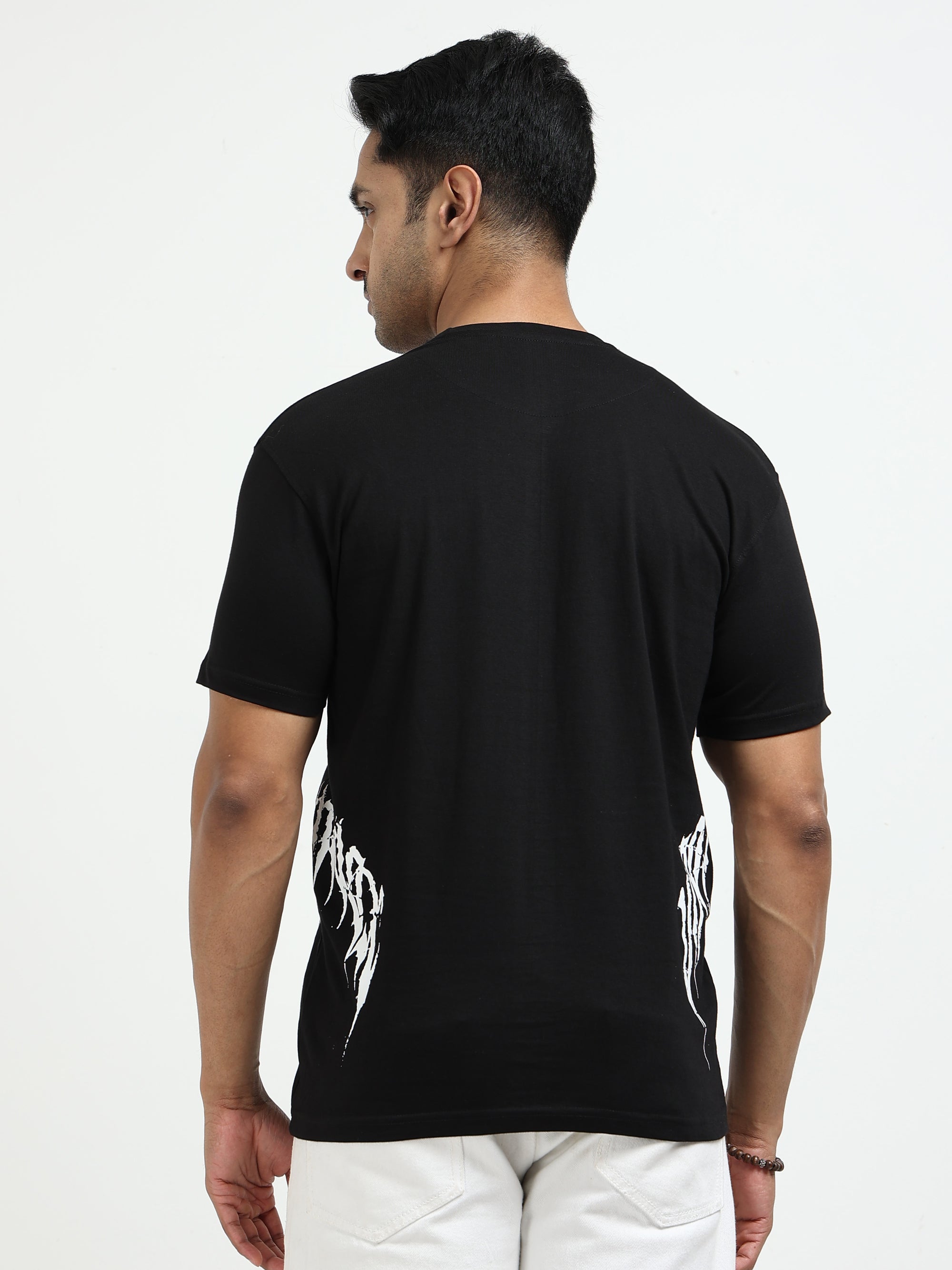 Black Round Neck Bio Wash Single Jersey