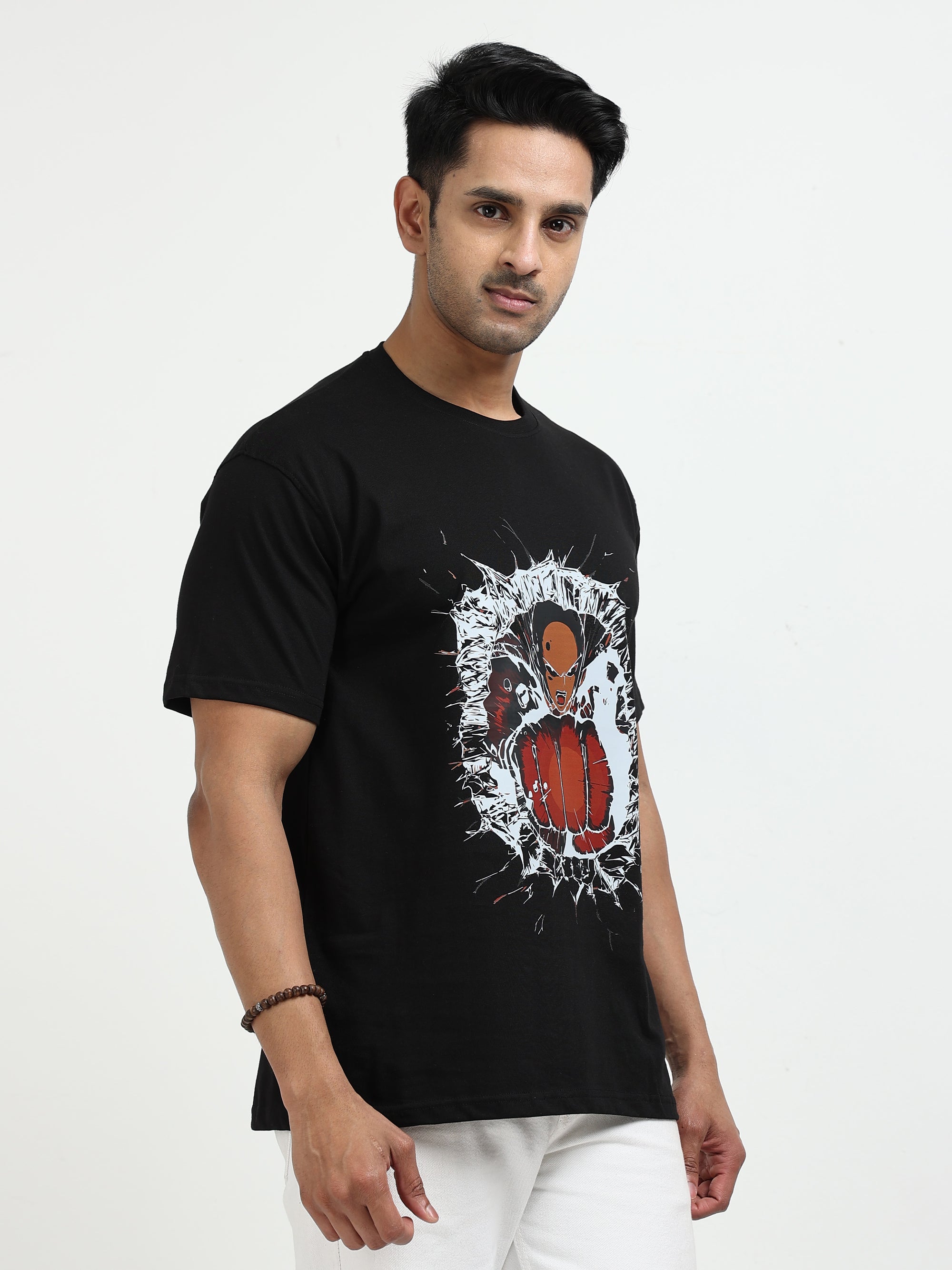 Black Round Neck Bio Wash Single Jersey