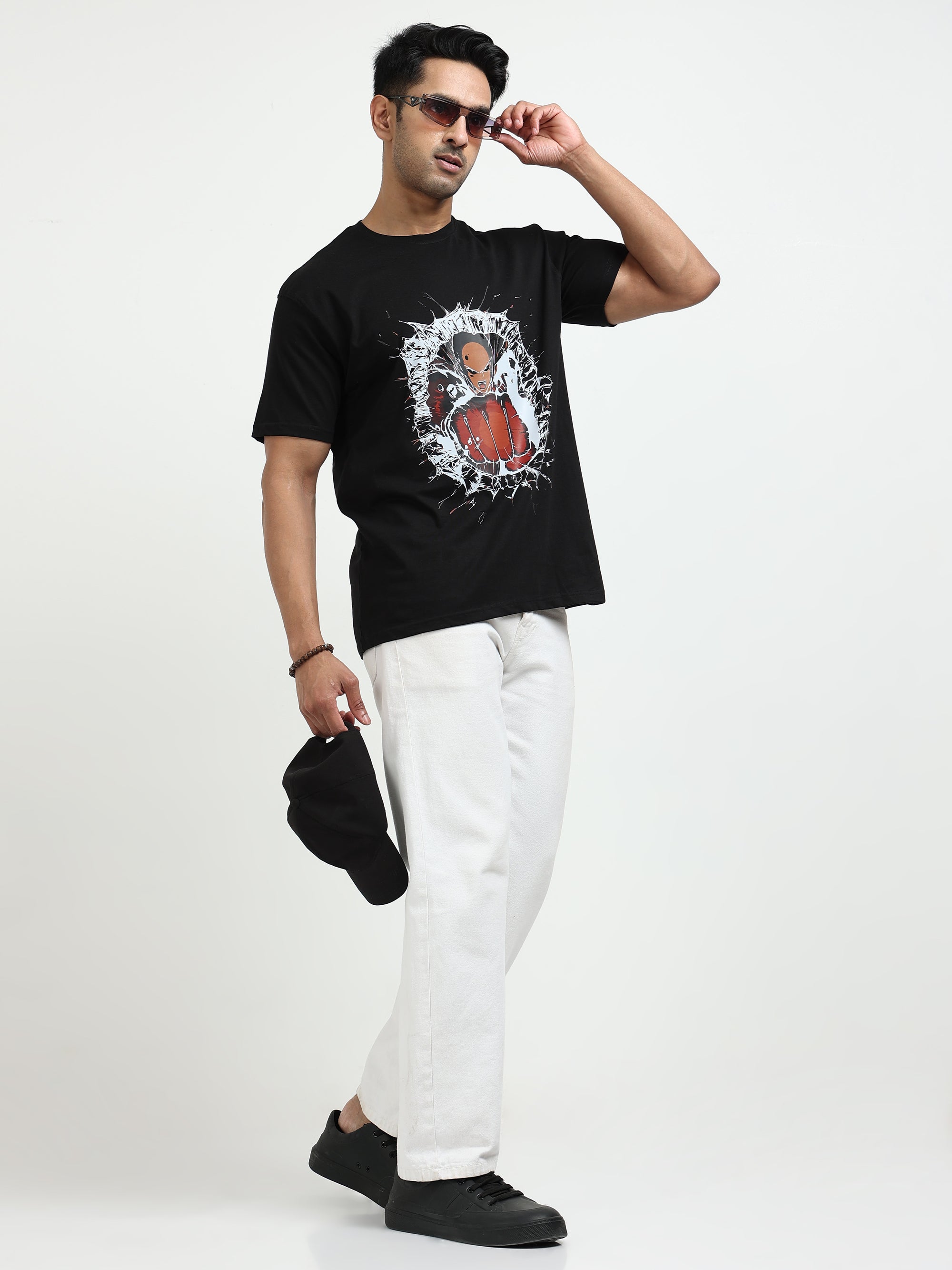 Black Round Neck Bio Wash Single Jersey