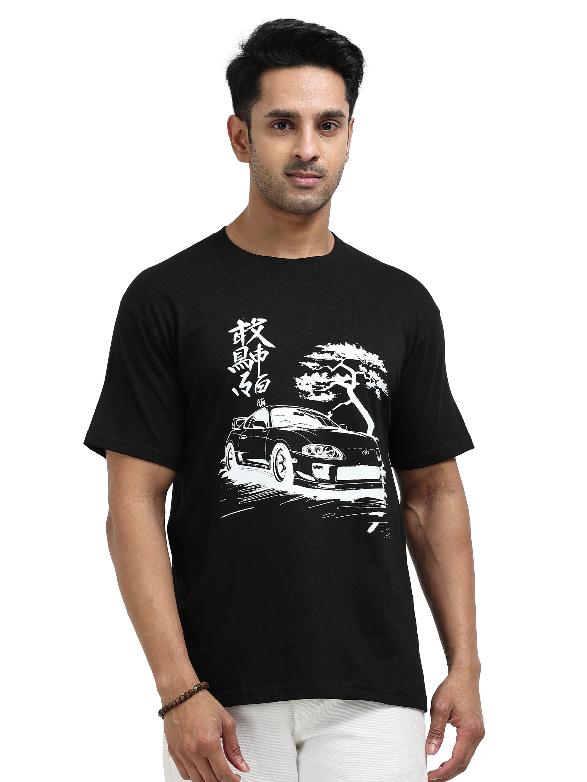 Black Round Neck Bio Wash Single Jersey