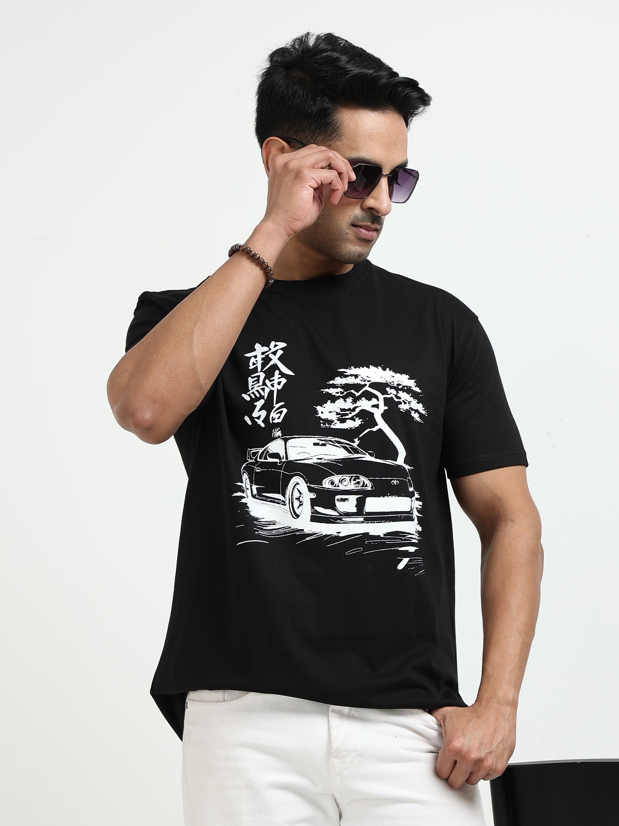 Black Round Neck Bio Wash Single Jersey