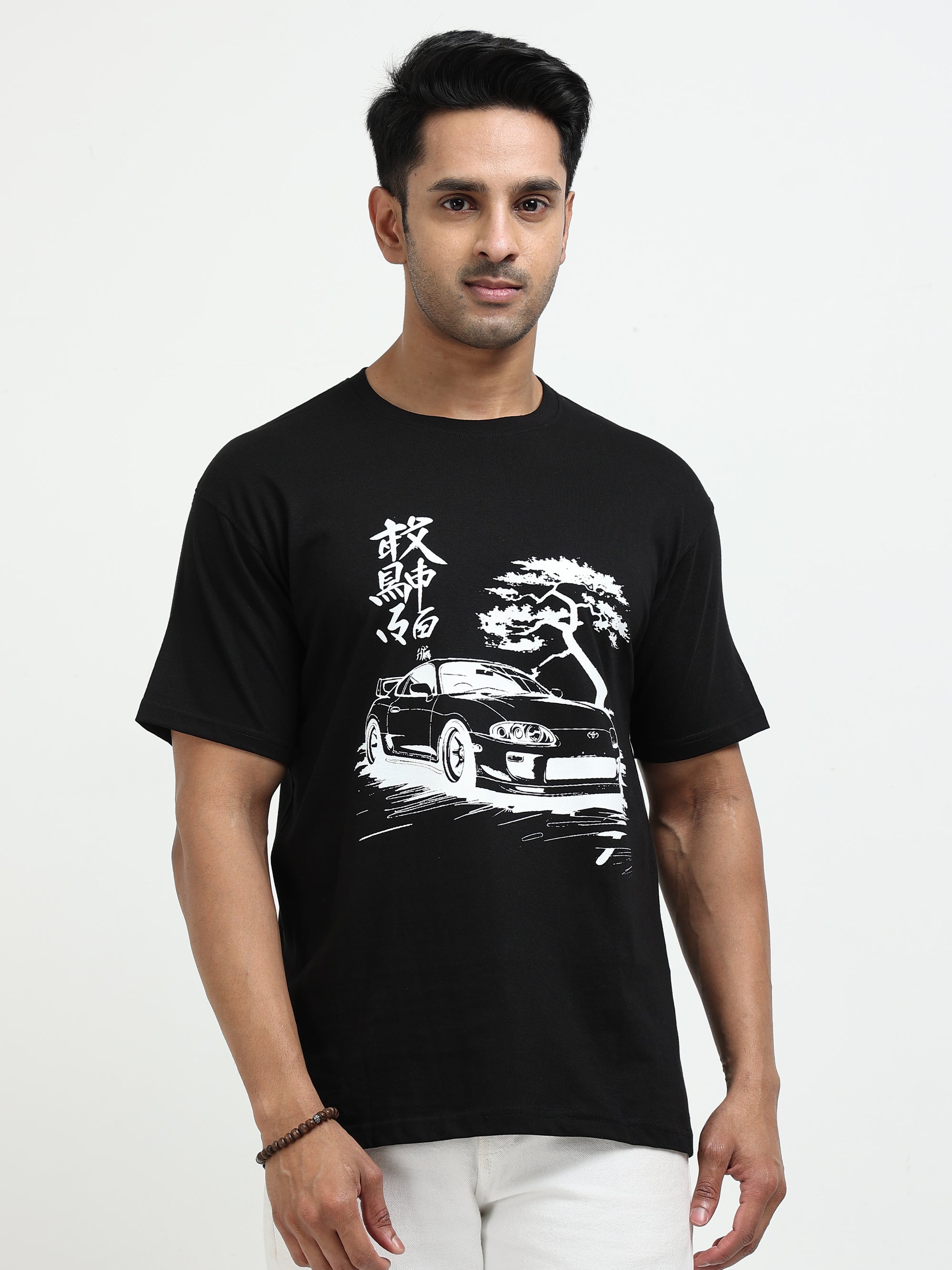 Black Round Neck Bio Wash Single Jersey