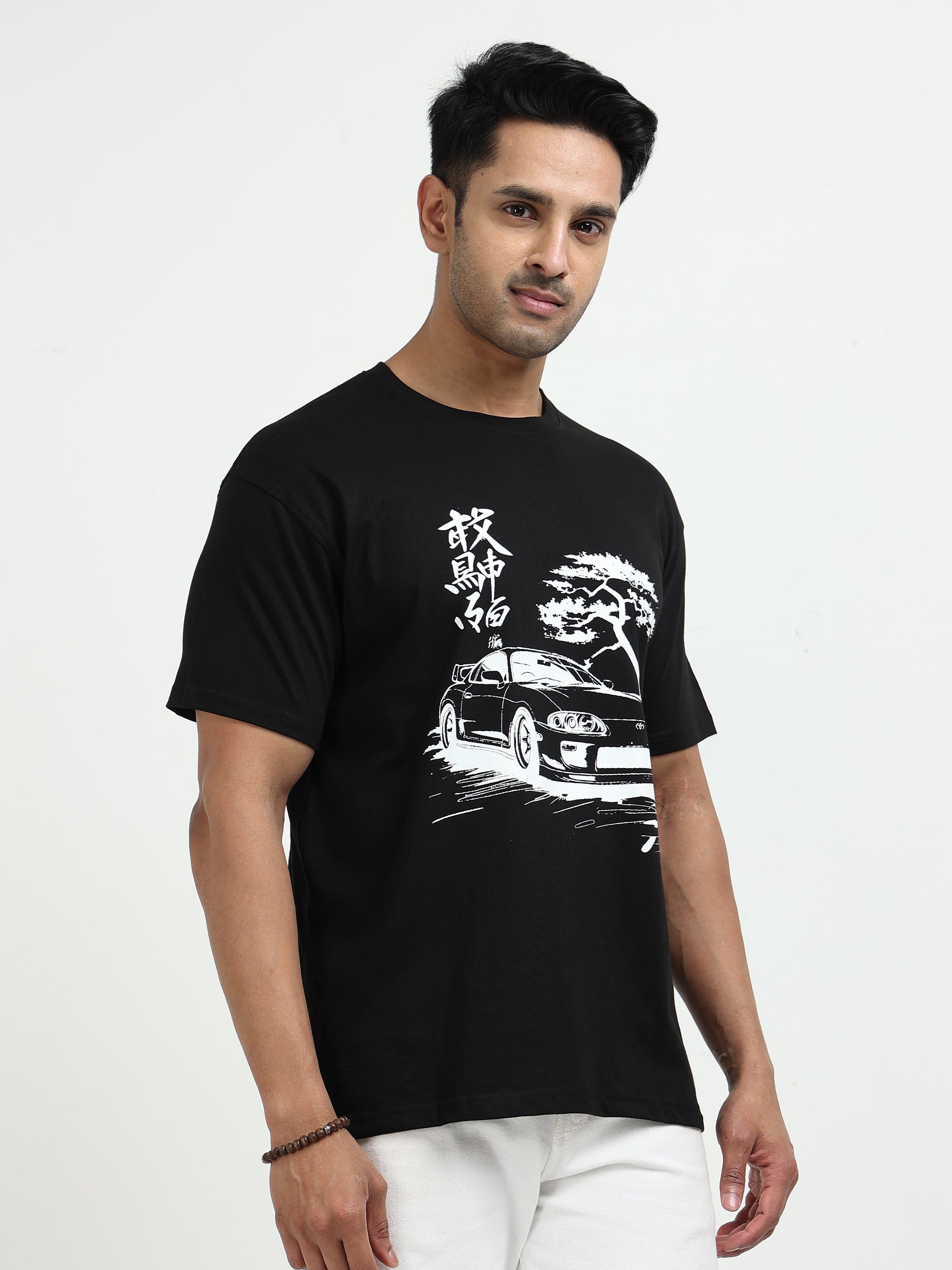 Black Round Neck Bio Wash Single Jersey