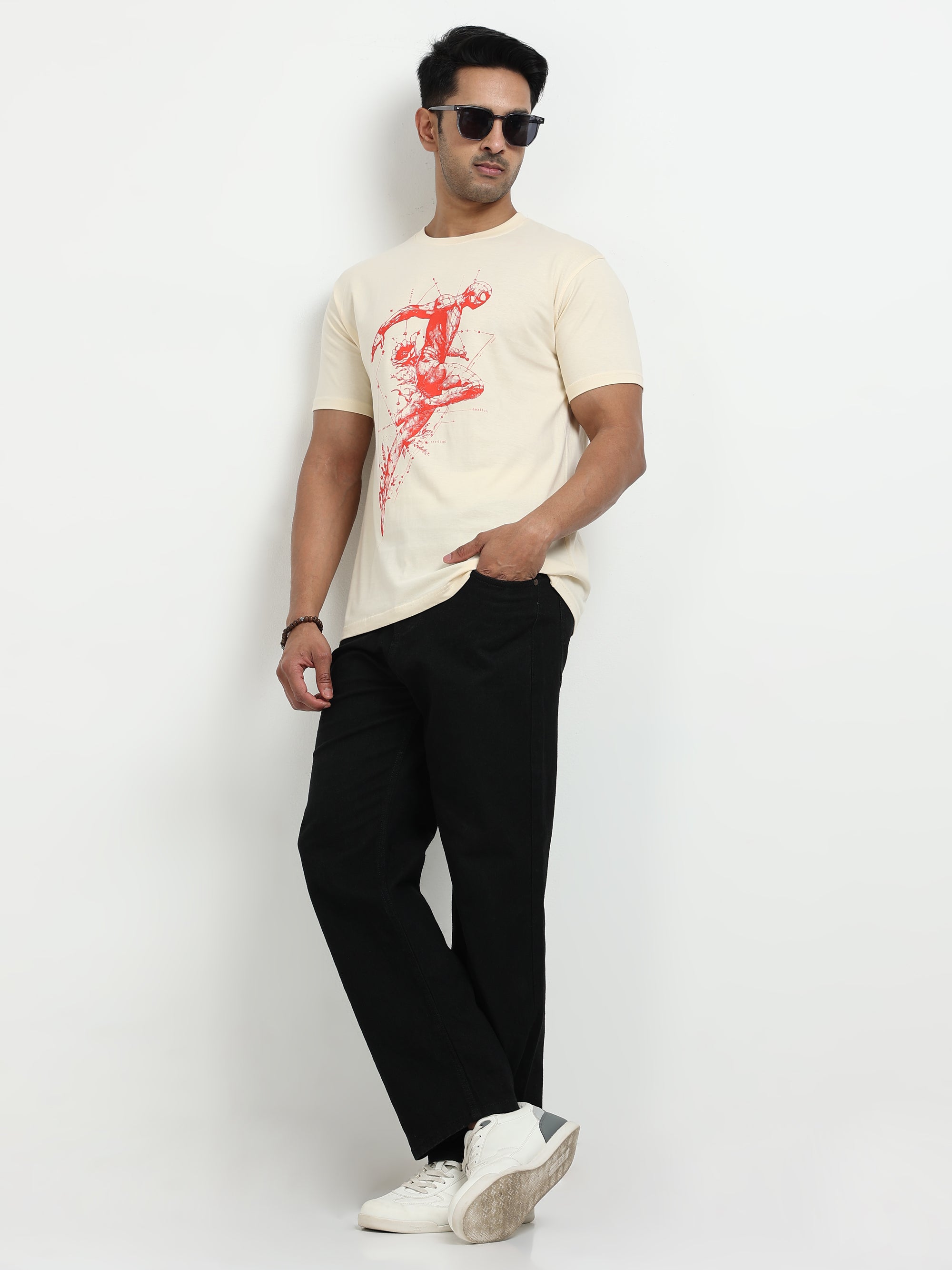 Cream Round Neck Bio Wash Single Jersey