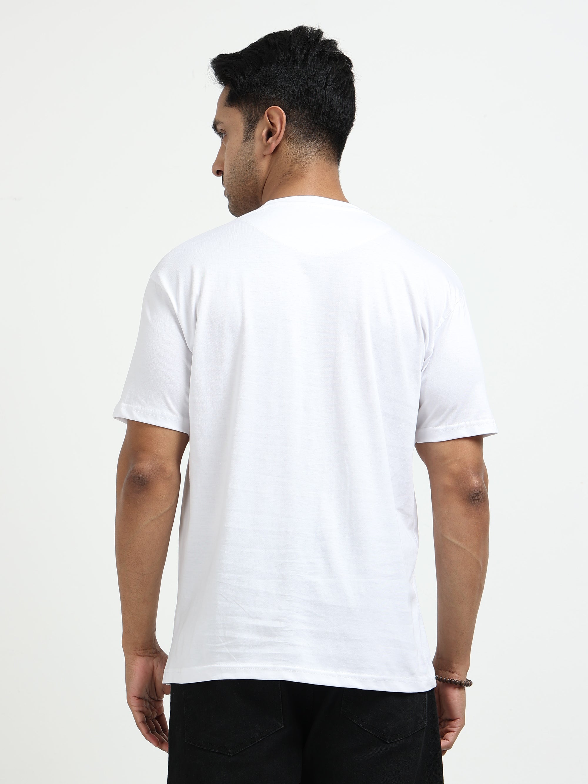 White Round Neck Bio Wash Single Jersey