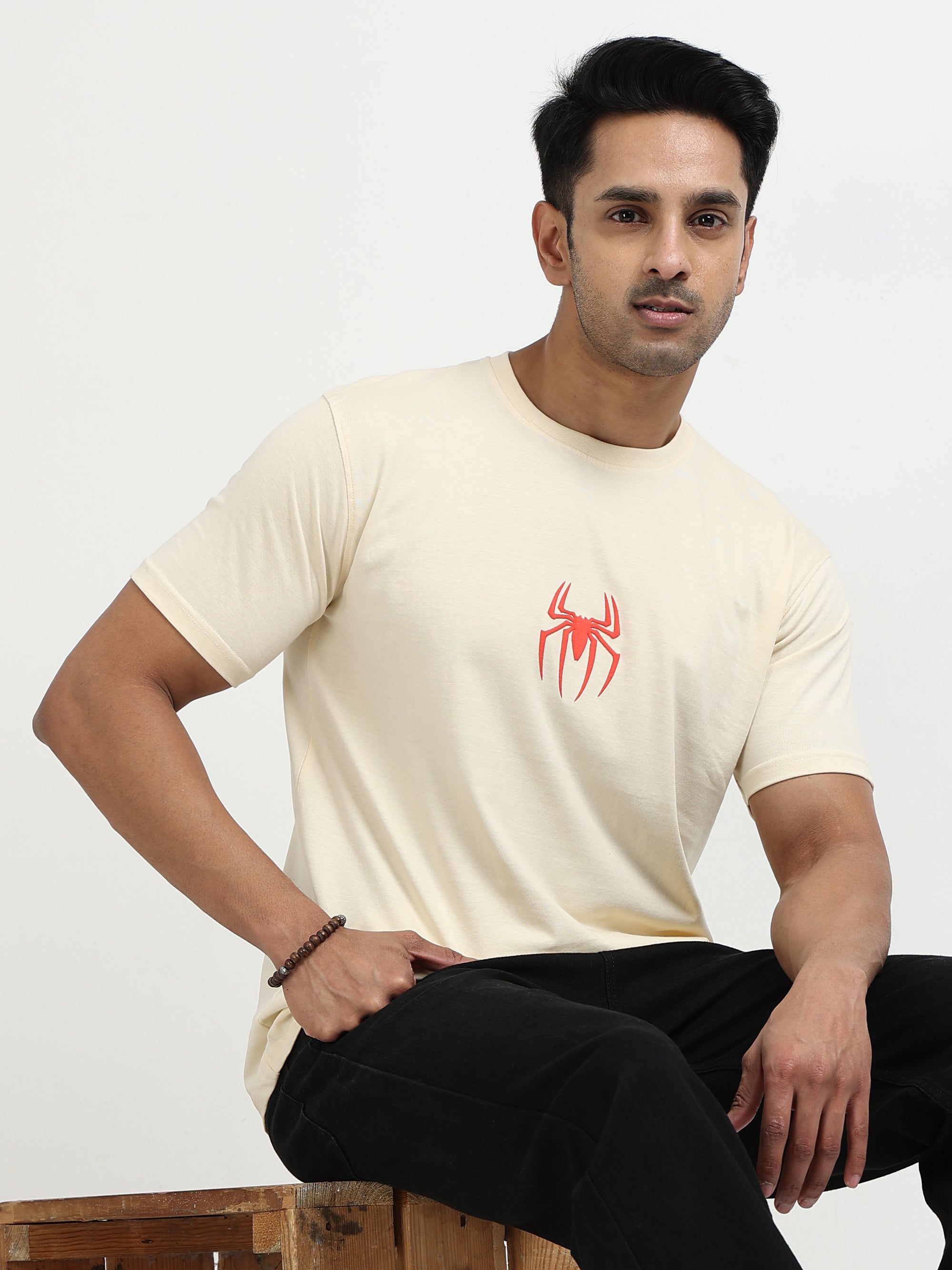 Cream Round Neck Bio Wash Single Jersey