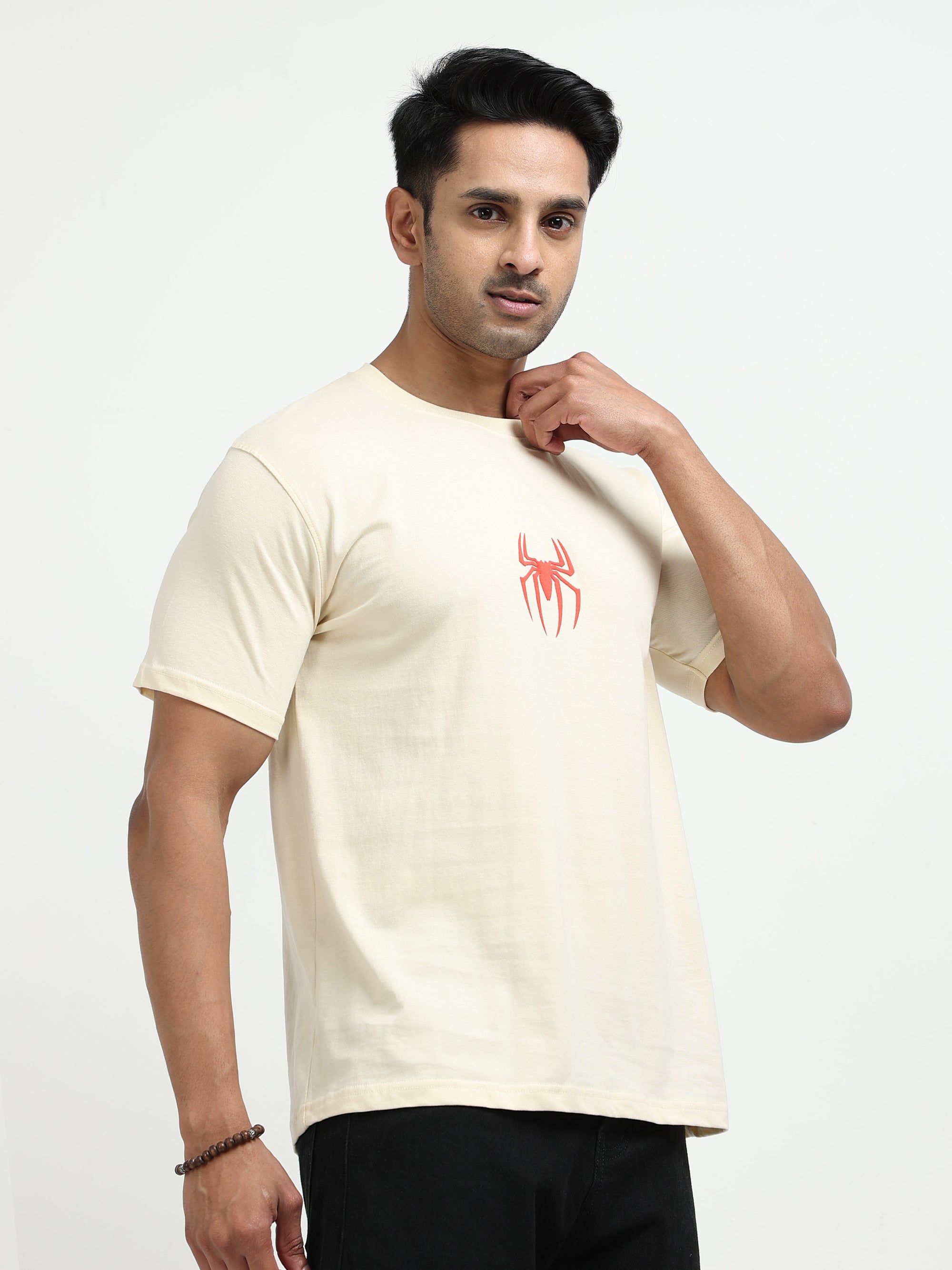 Cream Round Neck Bio Wash Single Jersey