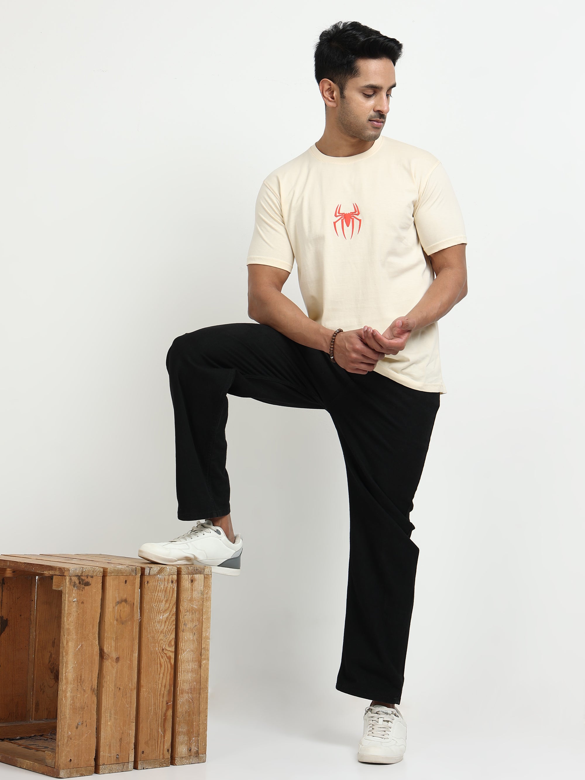 Cream Round Neck Bio Wash Single Jersey