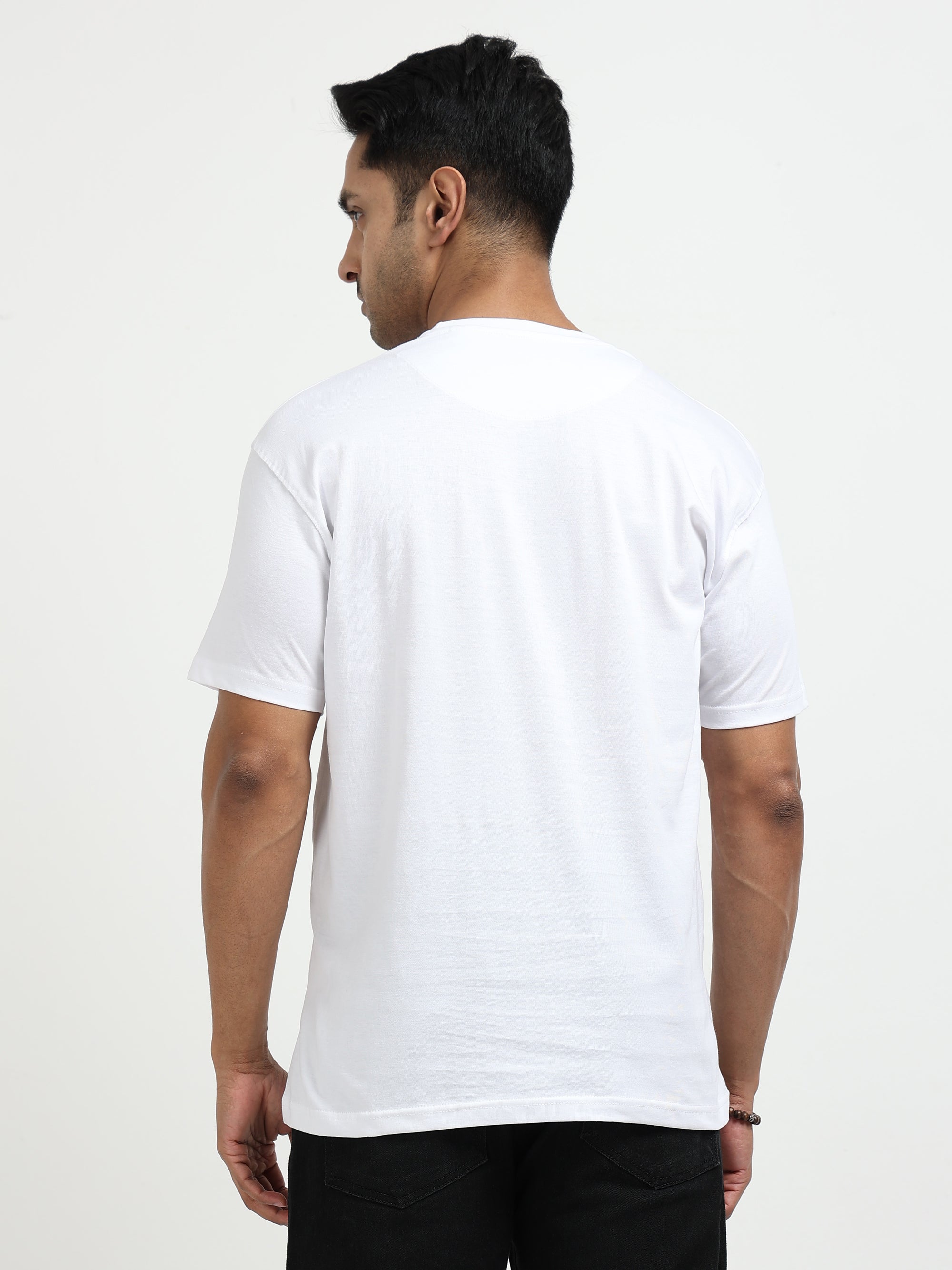 White Round Neck Bio Wash Single Jersey