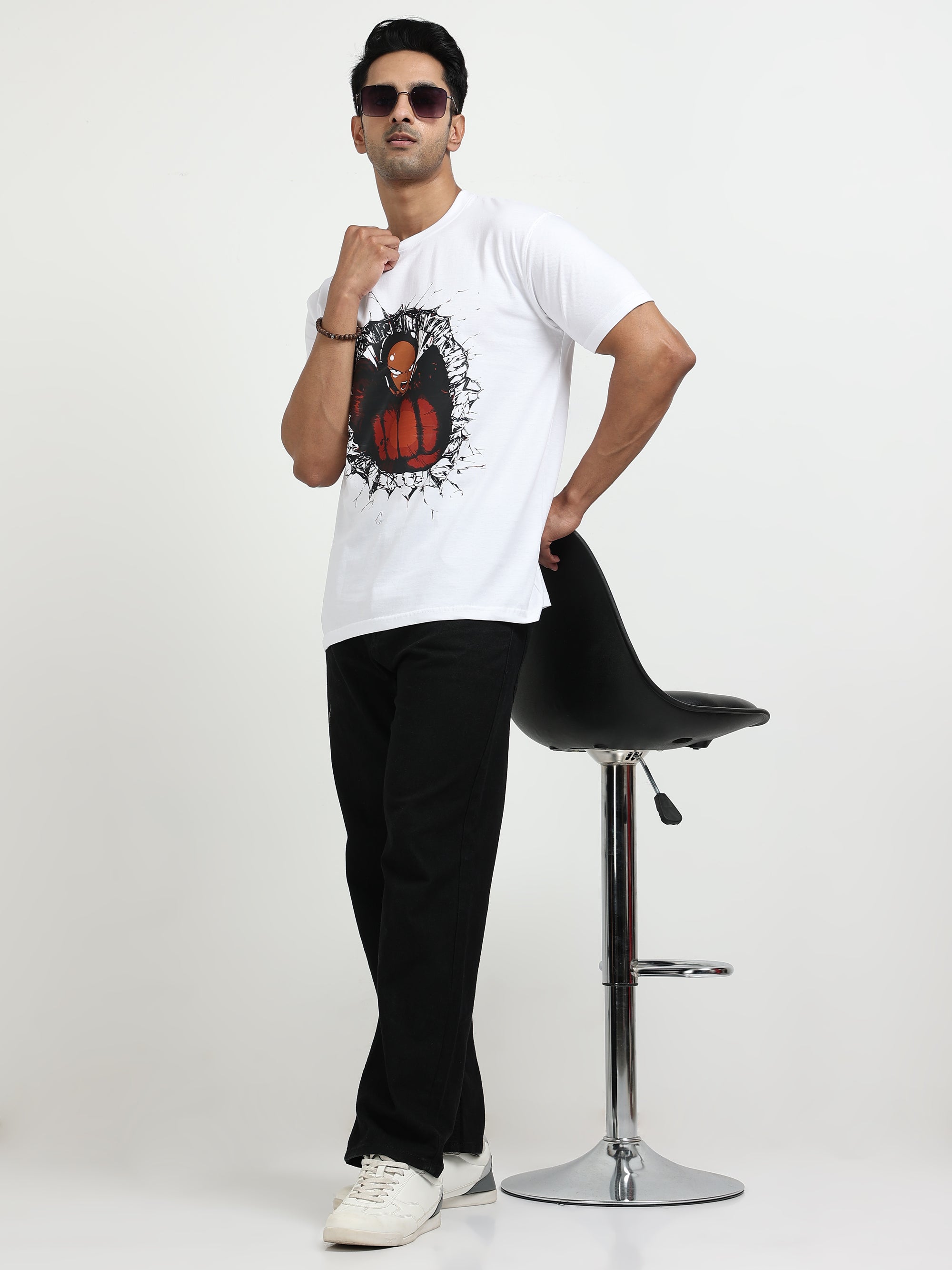 White Round Neck Bio Wash Single Jersey