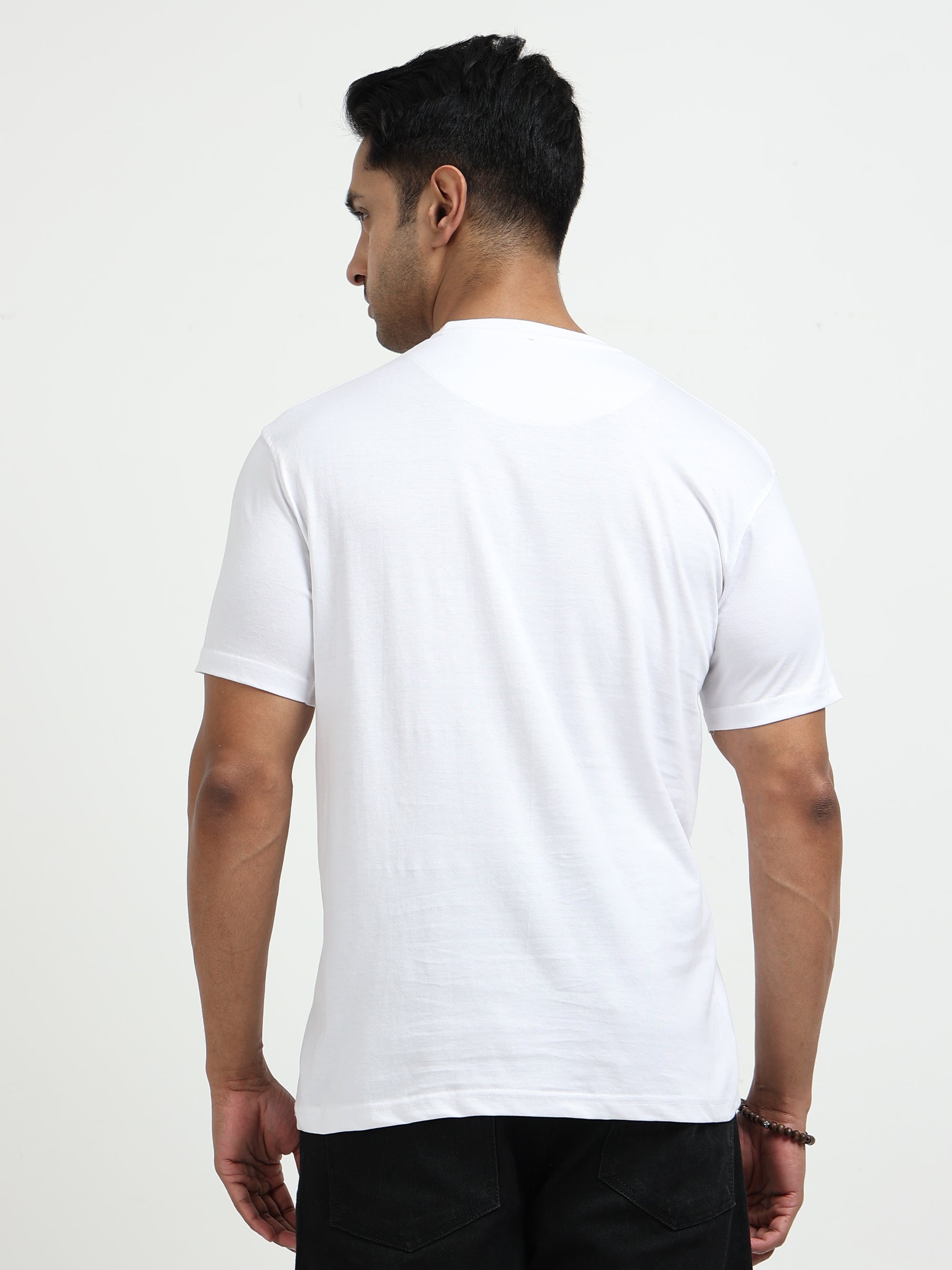 White Round Neck Bio Wash Single Jersey