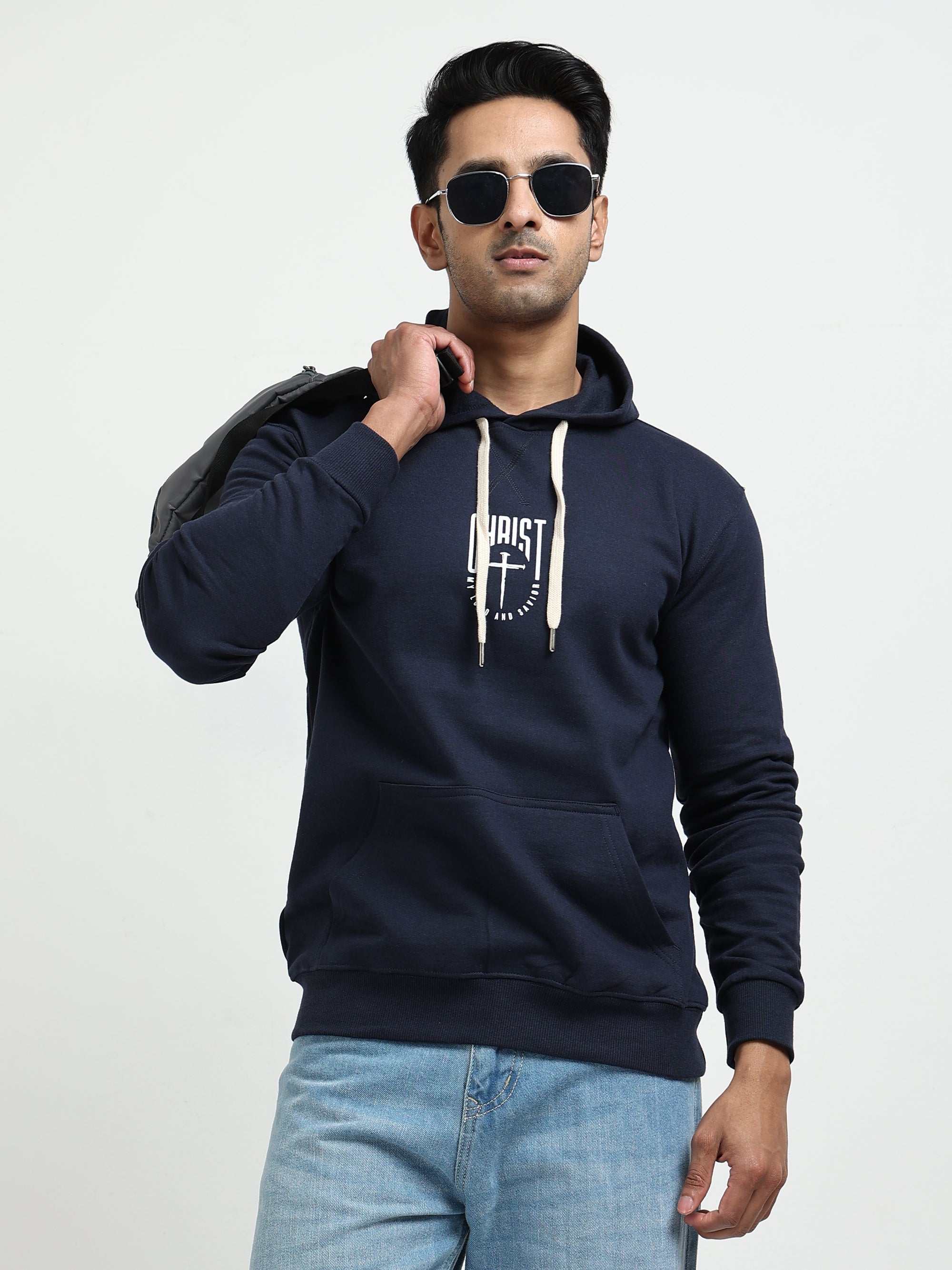 Navy Blue Hoodie Bio Wash Fleece