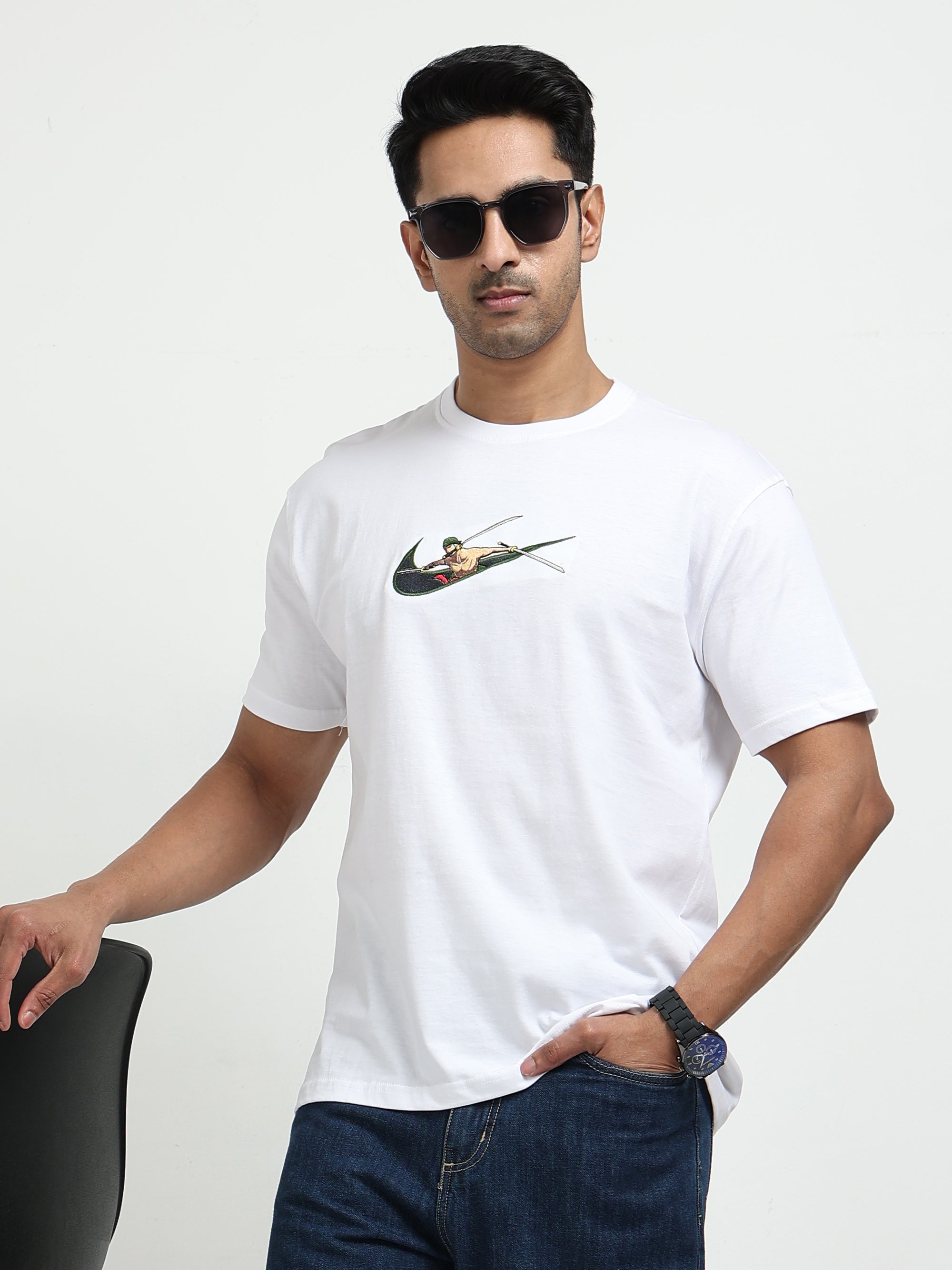 White Round Neck T-Shirt - 100% Cotton Bio Wash