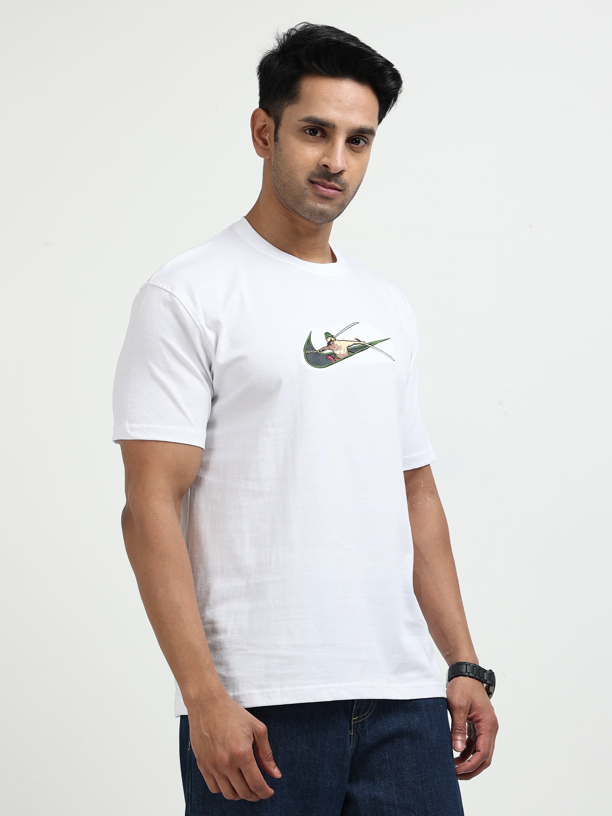 White Round Neck T-Shirt - 100% Cotton Bio Wash