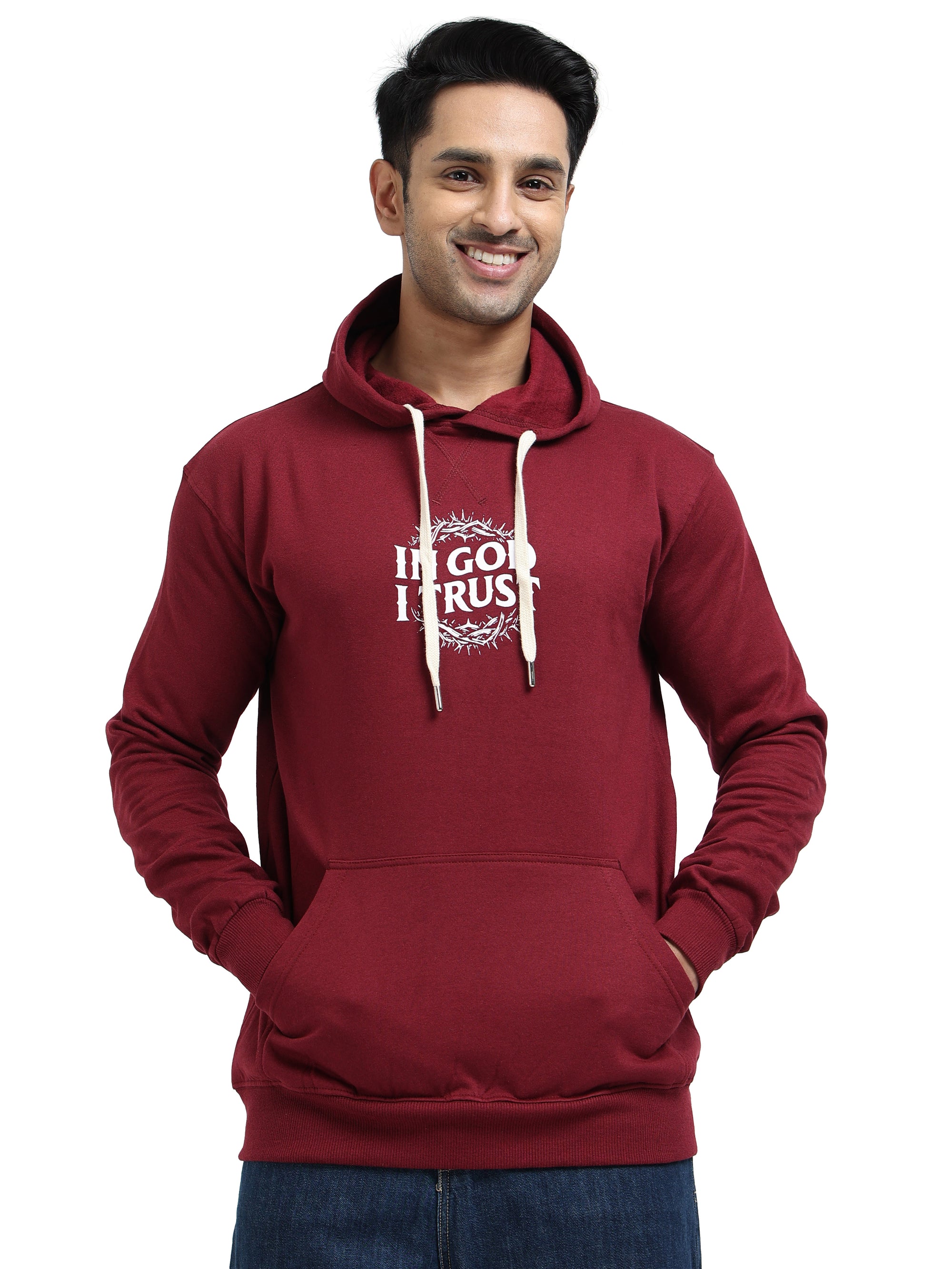 Maroon Hoodie - 100% Cotton Bio Wash Fleece