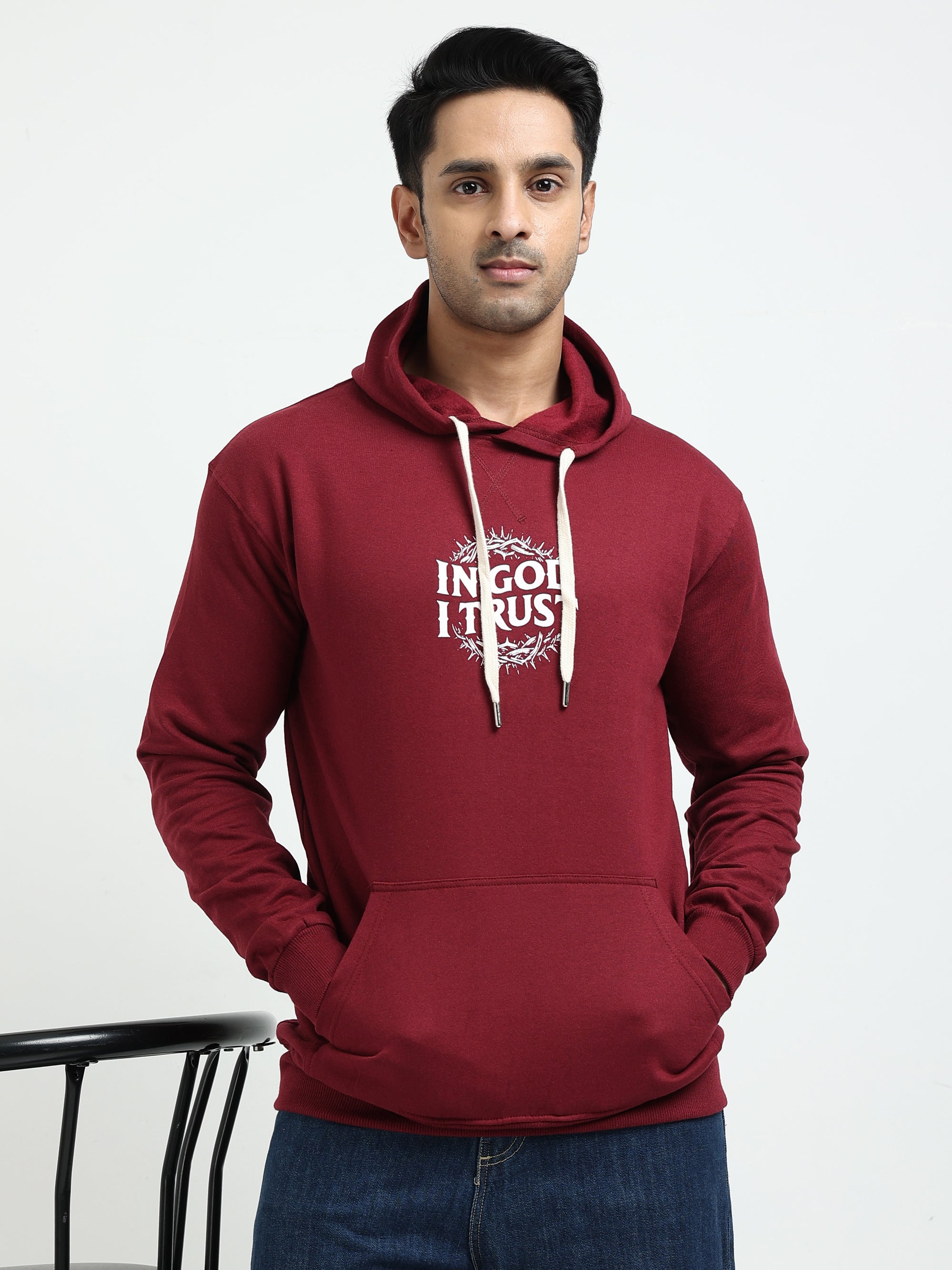 Maroon Hoodie - 100% Cotton Bio Wash Fleece