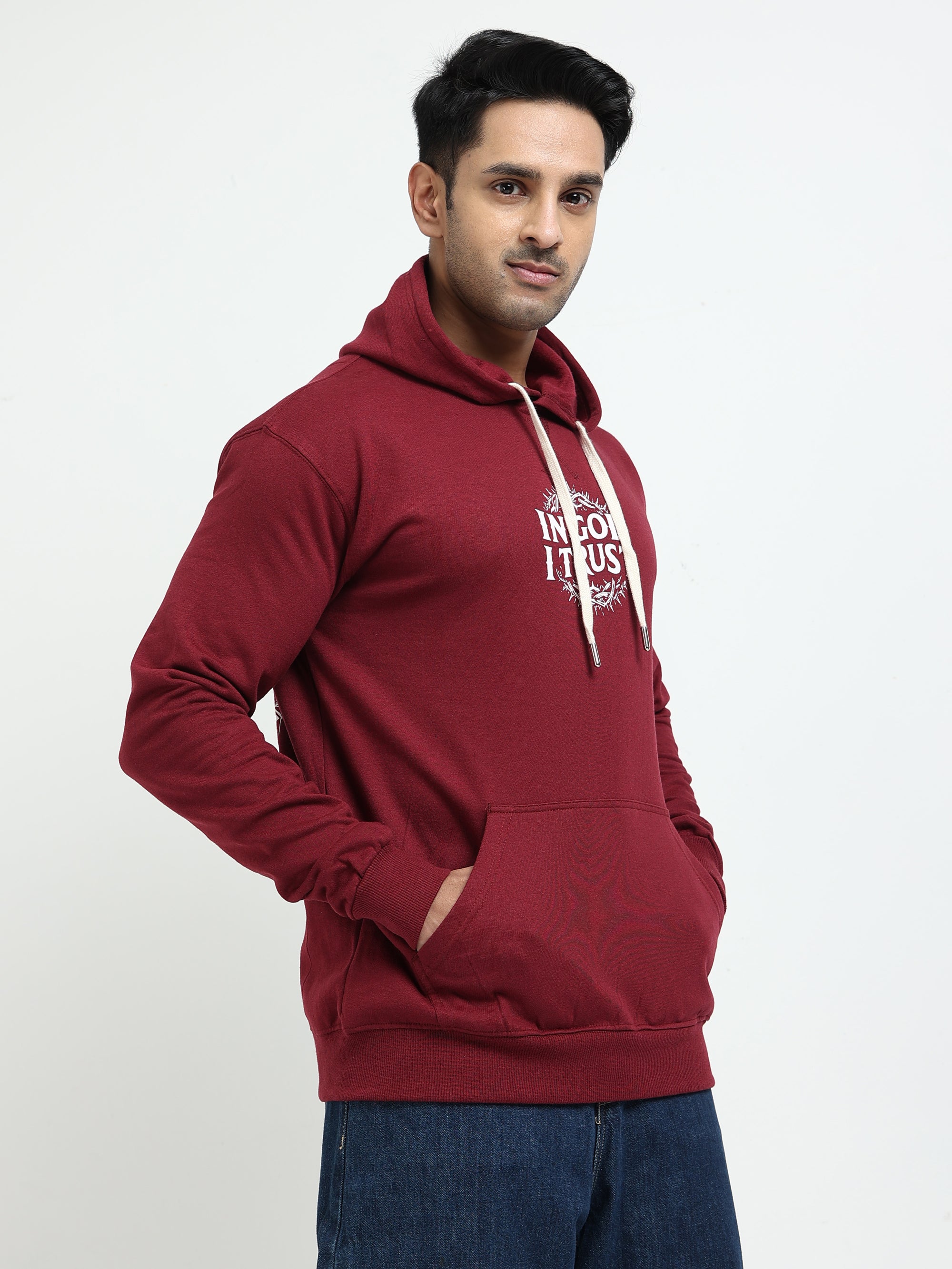 Maroon Hoodie - 100% Cotton Bio Wash Fleece