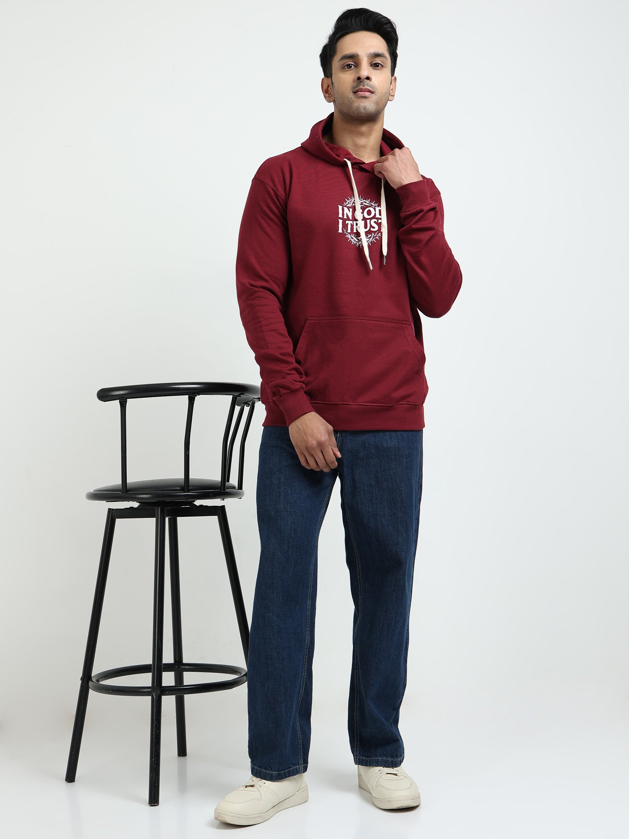 Maroon Hoodie - 100% Cotton Bio Wash Fleece