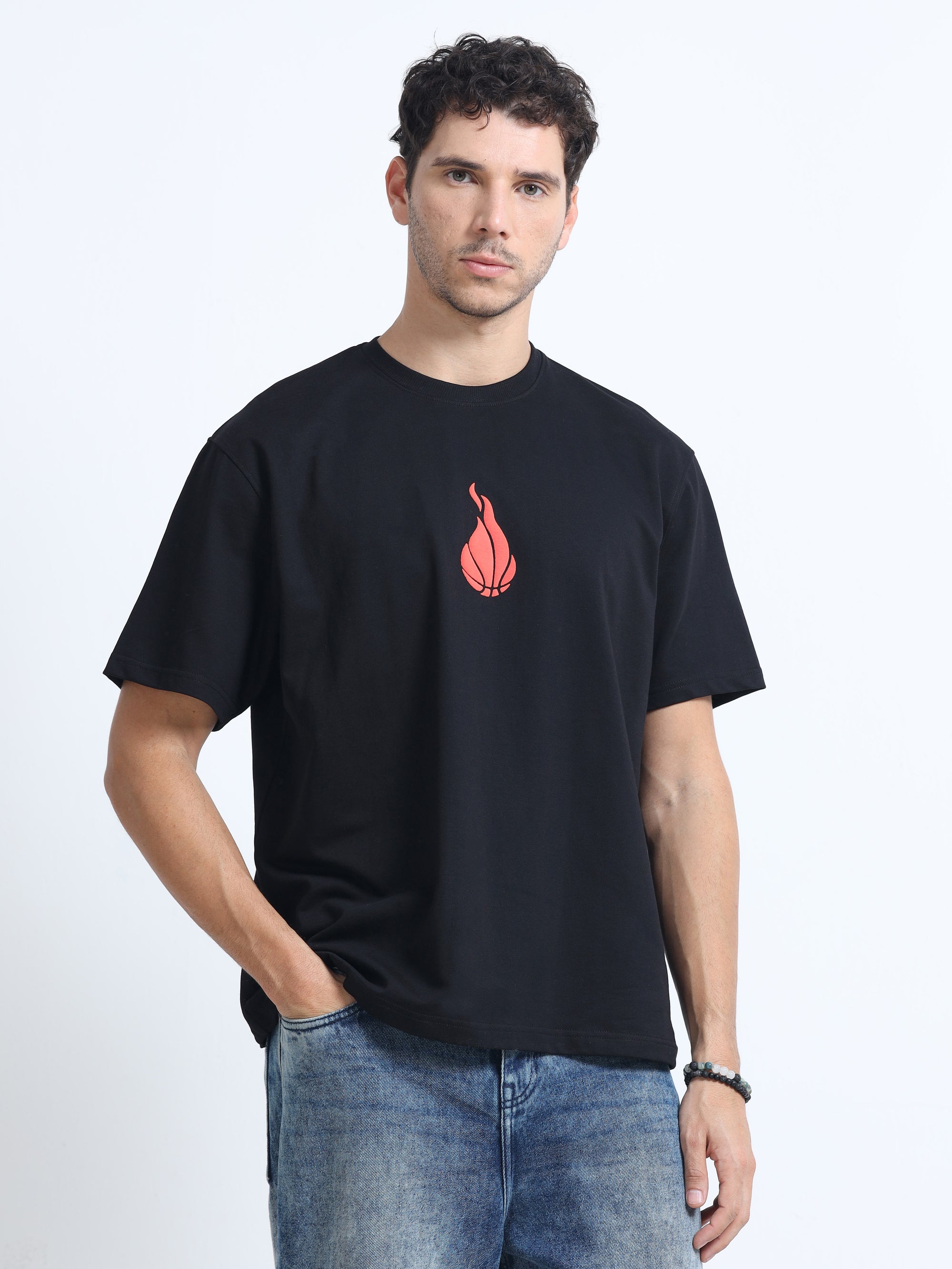 Black Oversized Bio Wash Terry