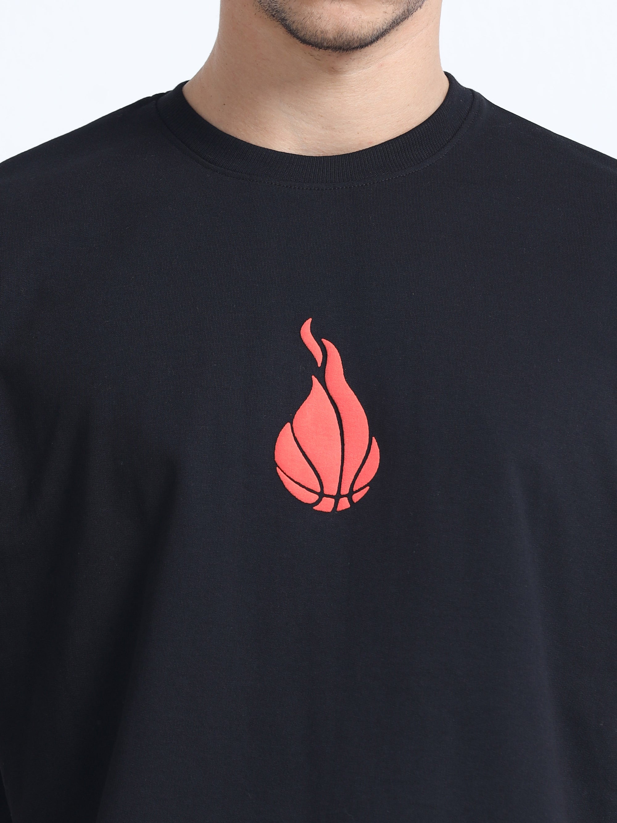 Black Oversized Bio Wash Terry