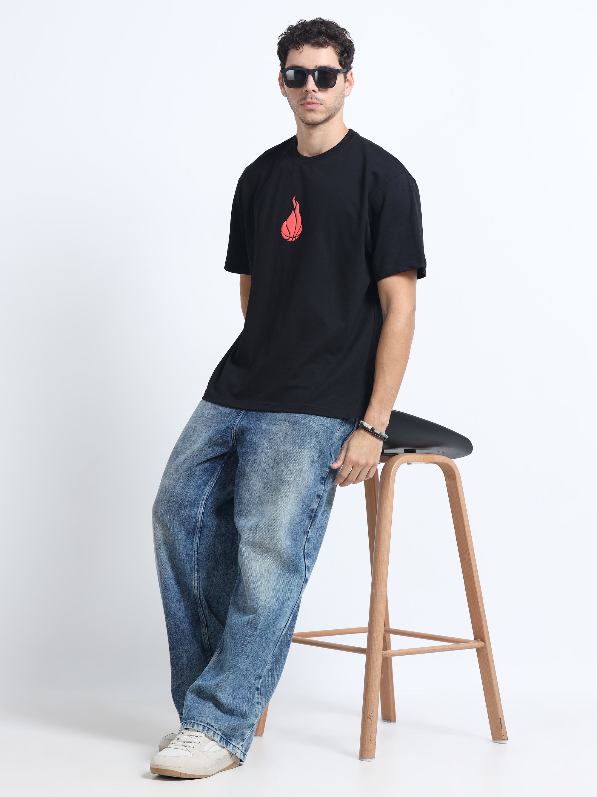 Black Oversized Bio Wash Terry