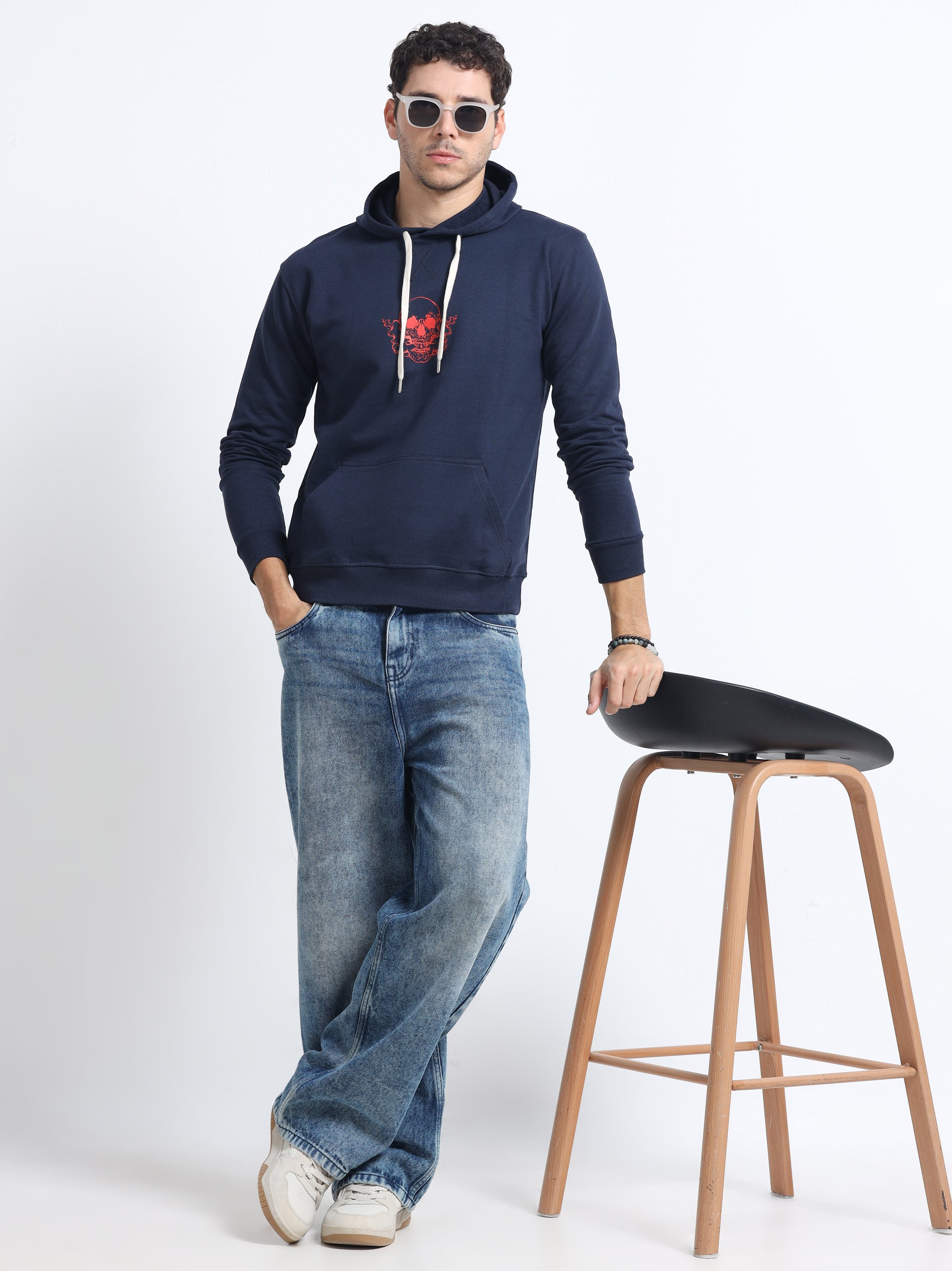 Navy Blue Hoodie Bio Wash Fleece