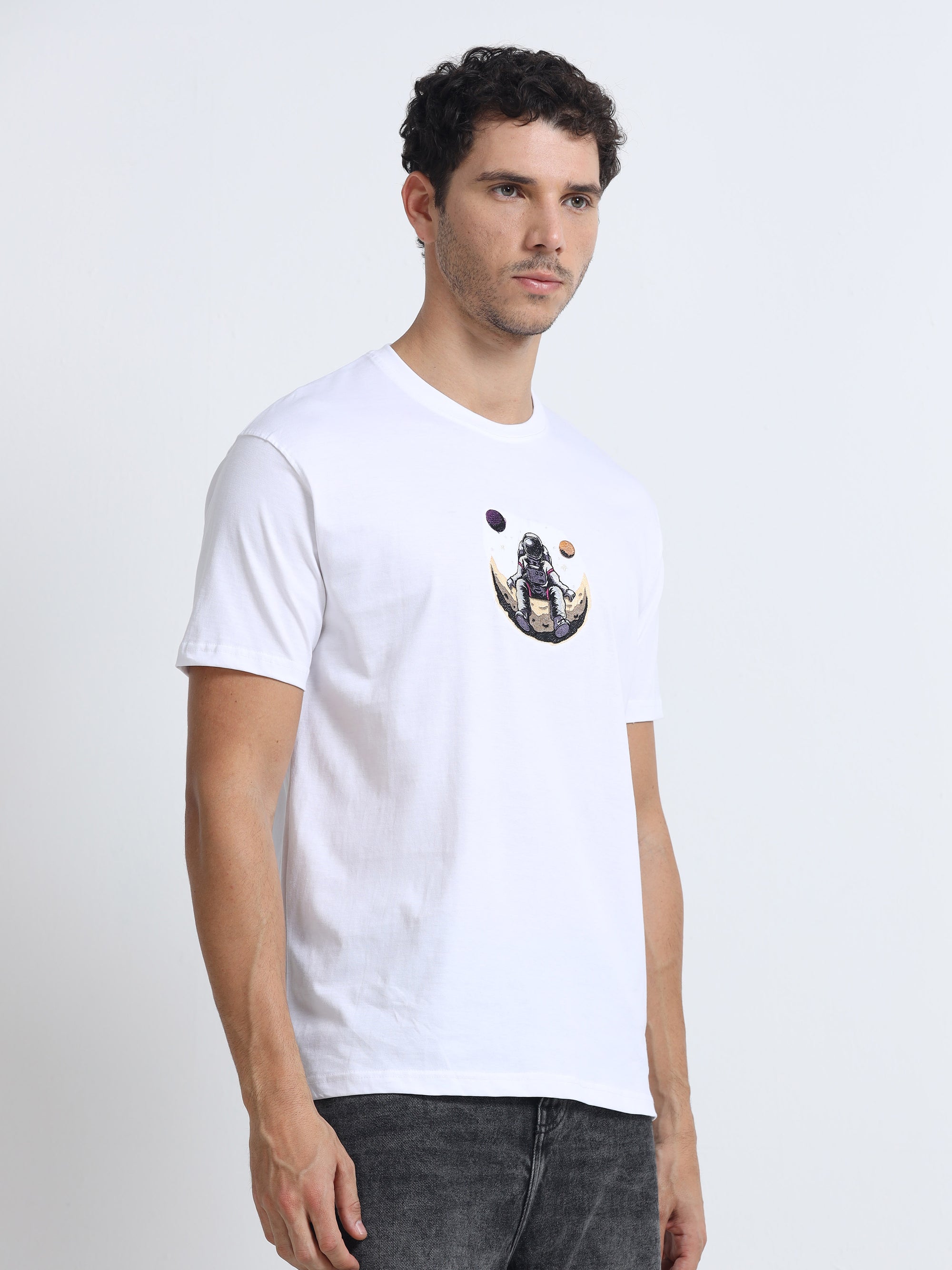 White Round Neck Bio Wash Single Jersey