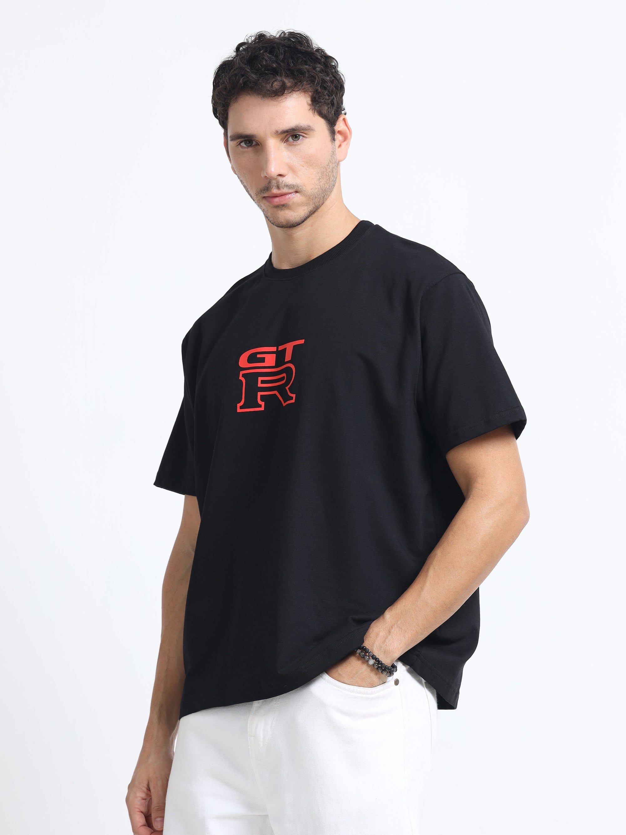 Black Oversized Bio Wash Terry