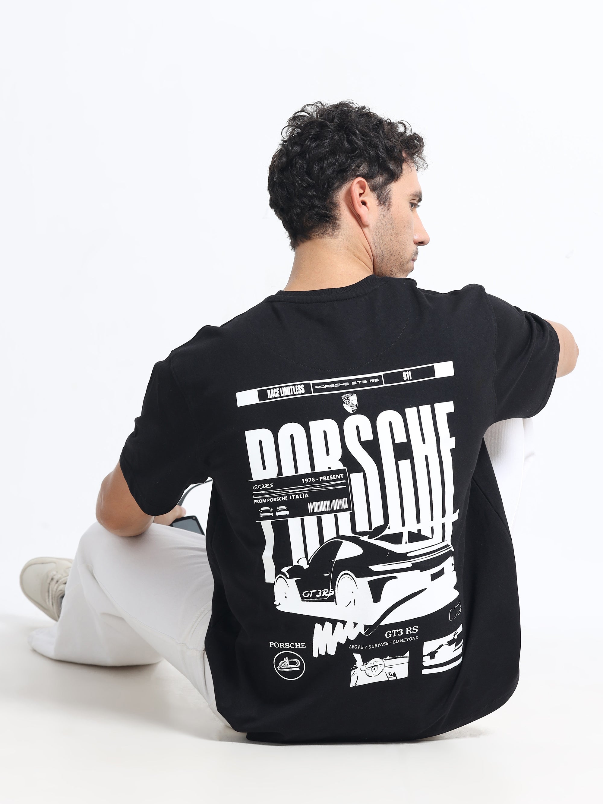 Black Oversized Bio Wash Terry