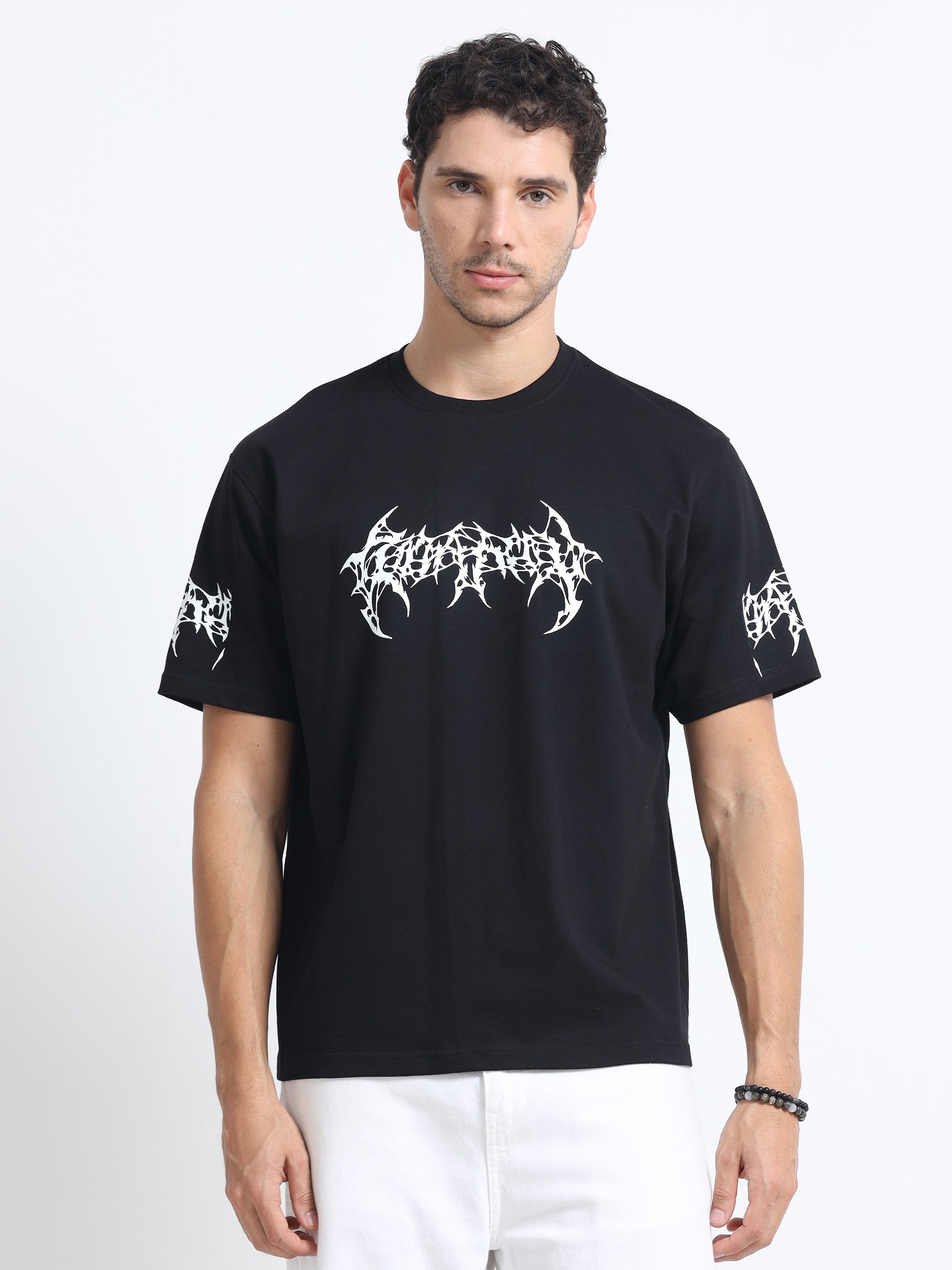 Black Oversized Bio Wash Terry