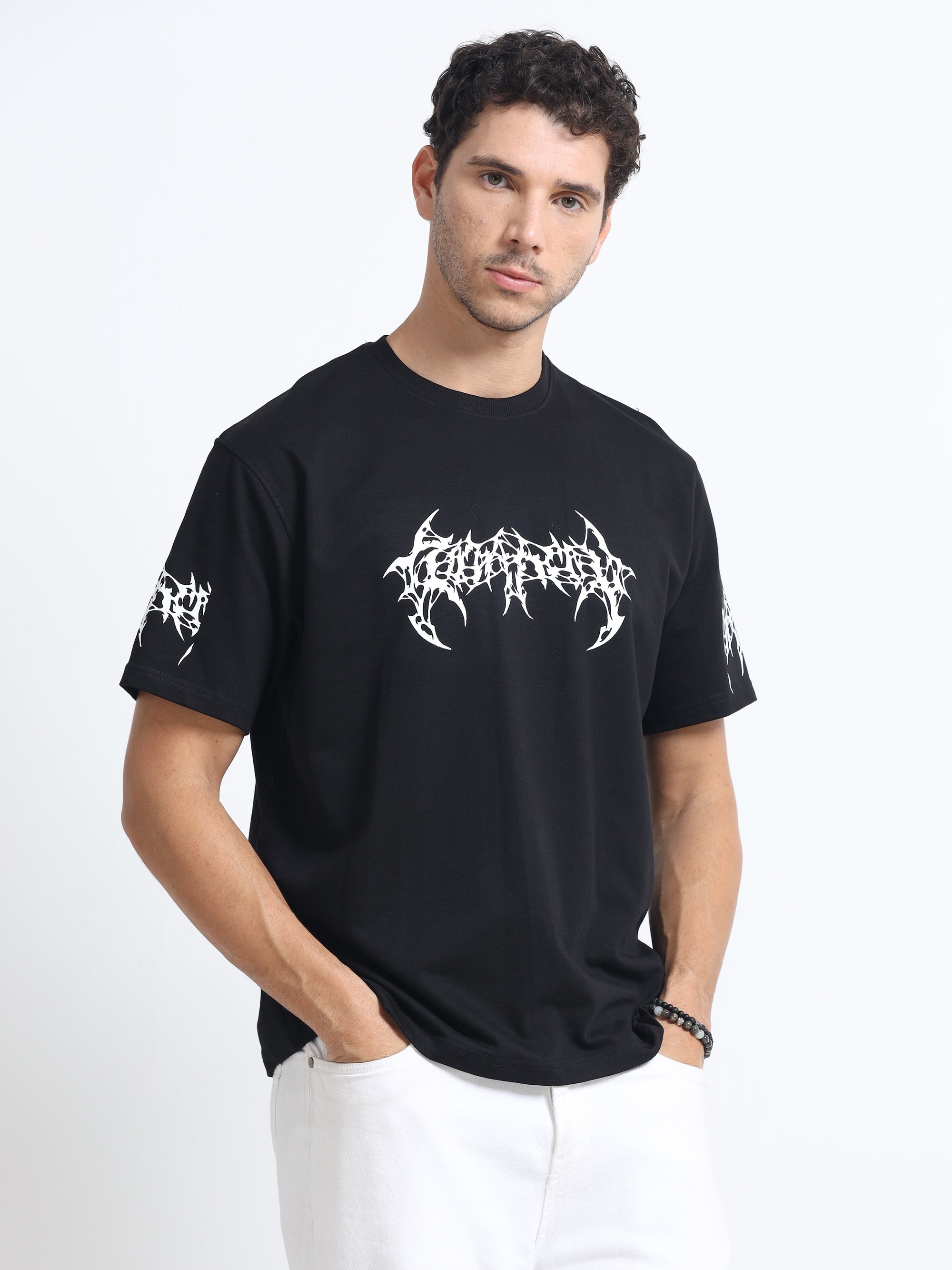 Black Oversized Bio Wash Terry