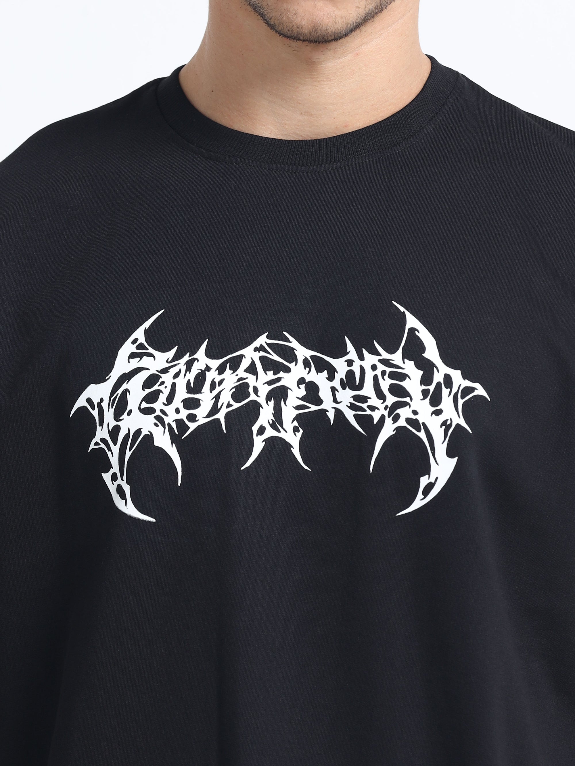 Black Oversized Bio Wash Terry