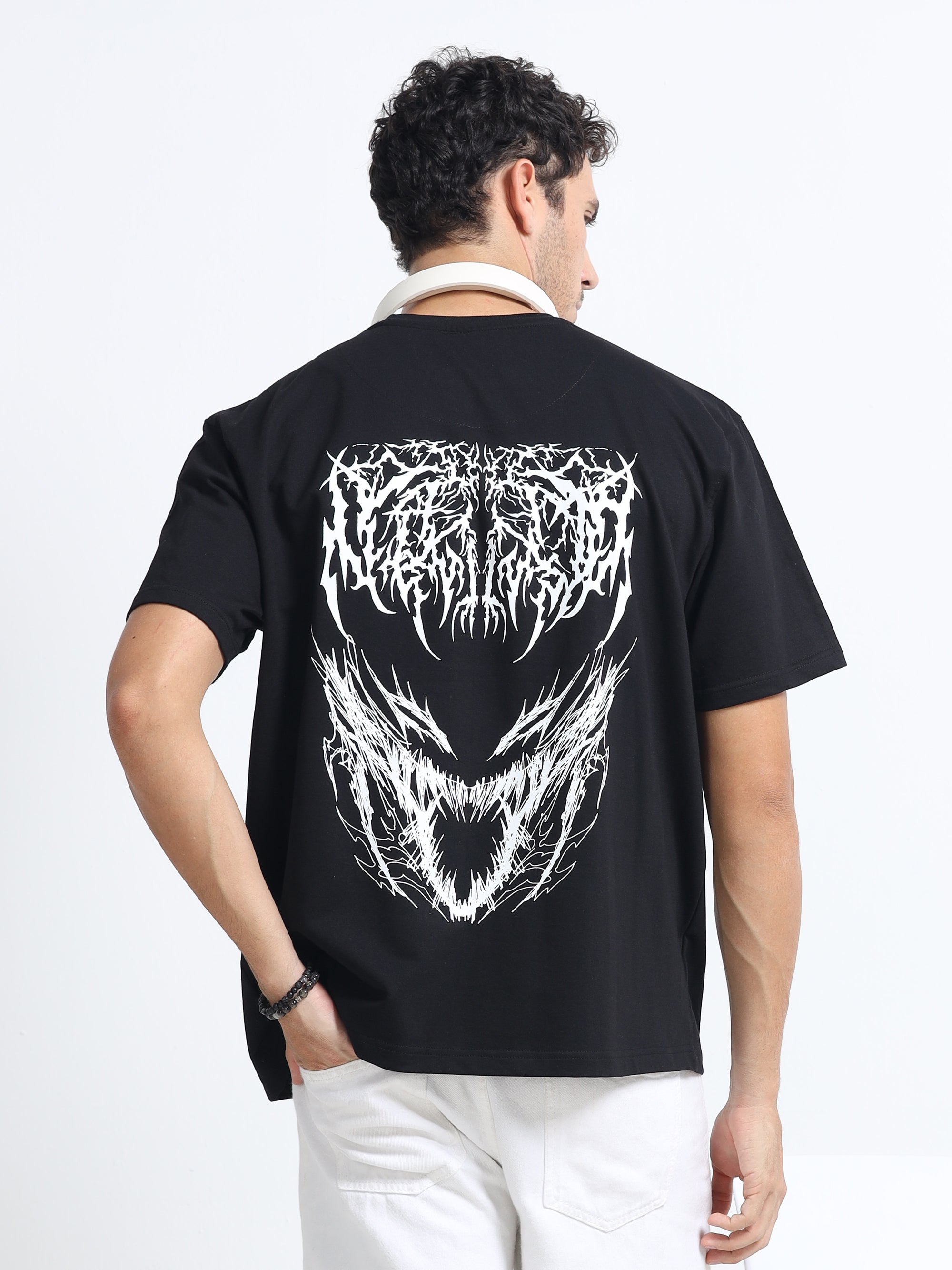 Black Oversized Bio Wash Terry