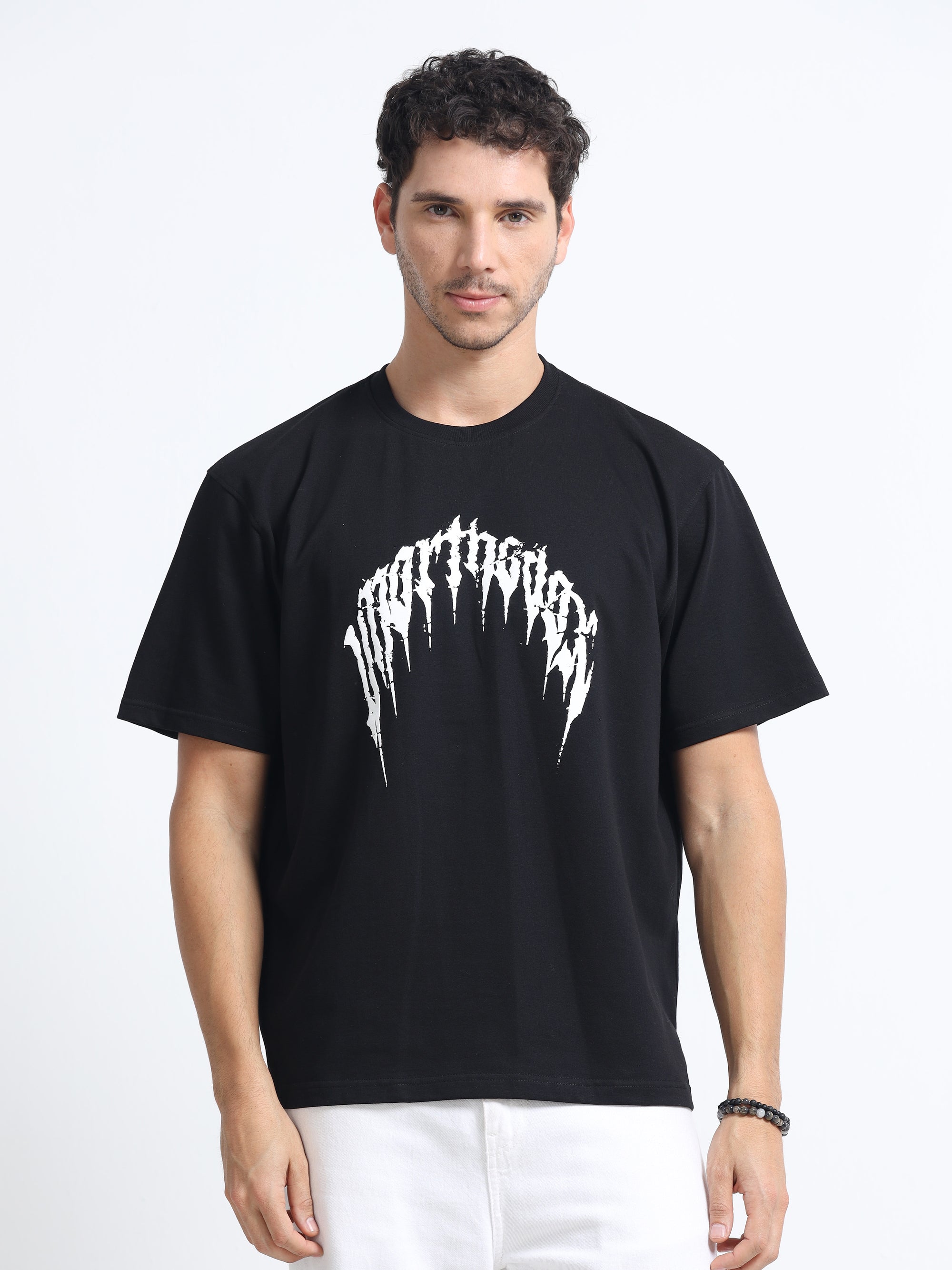 Black Oversized Bio Wash Terry