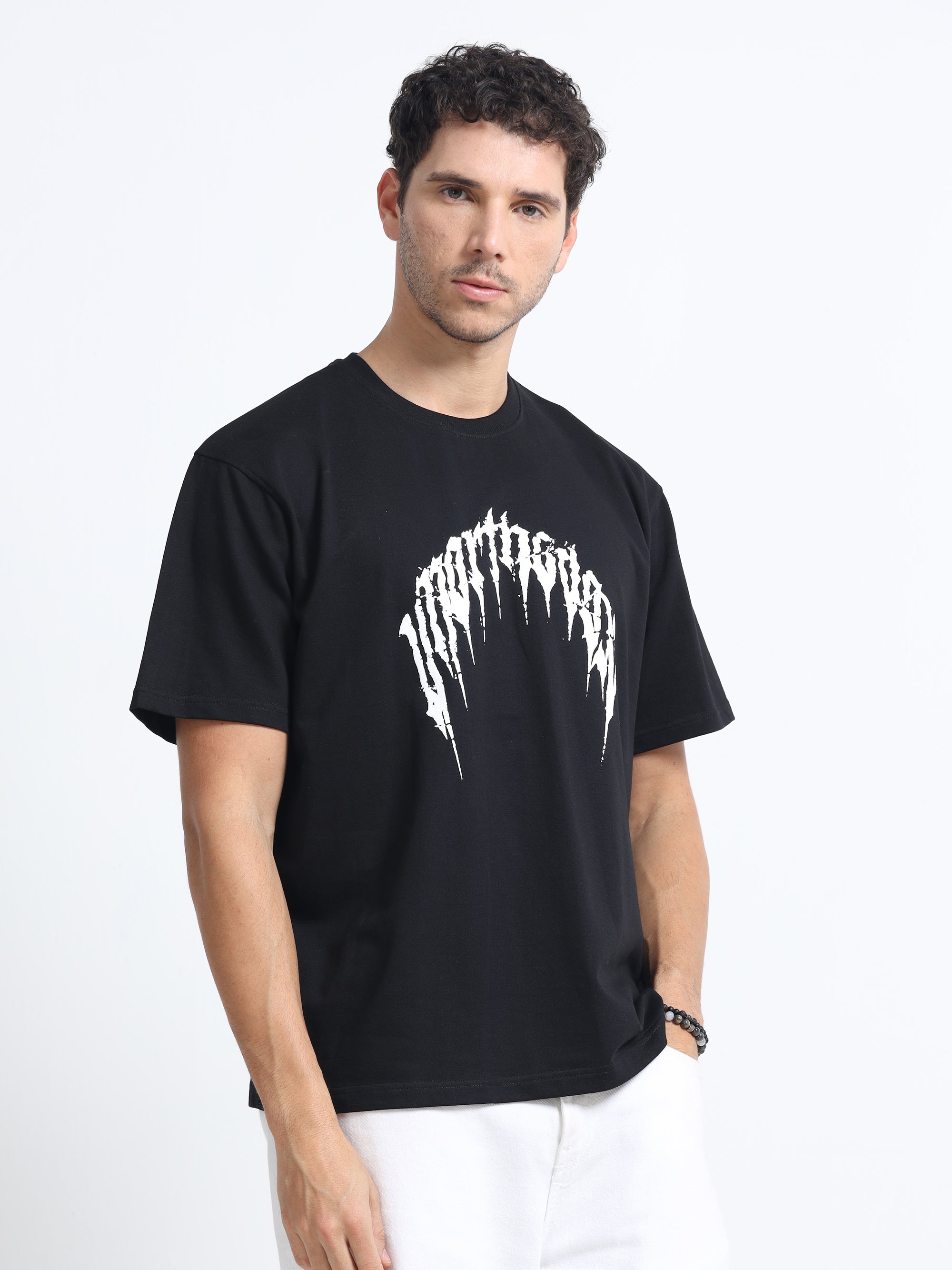 Black Oversized Bio Wash Terry