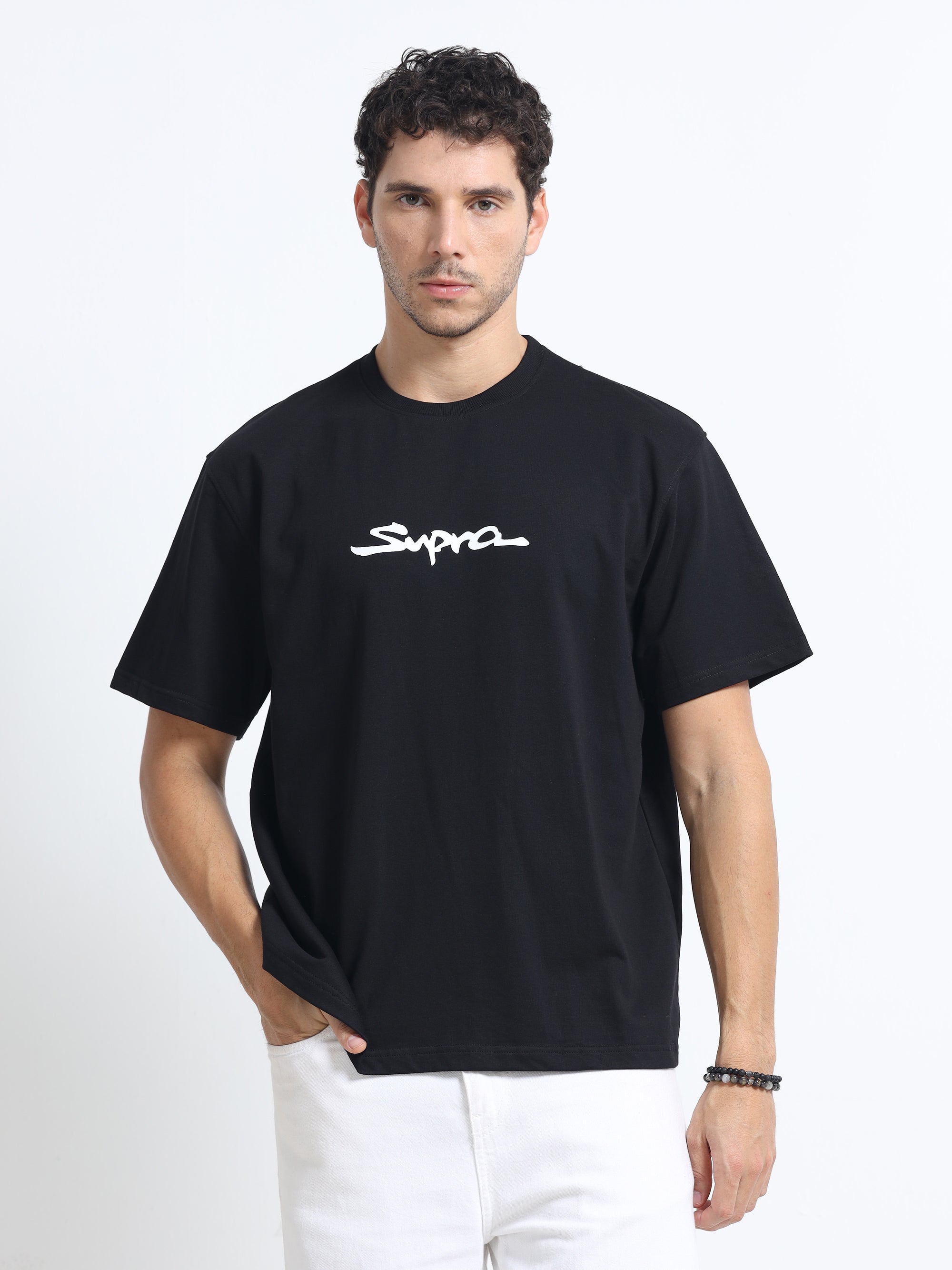 Black Oversized Bio Wash Terry