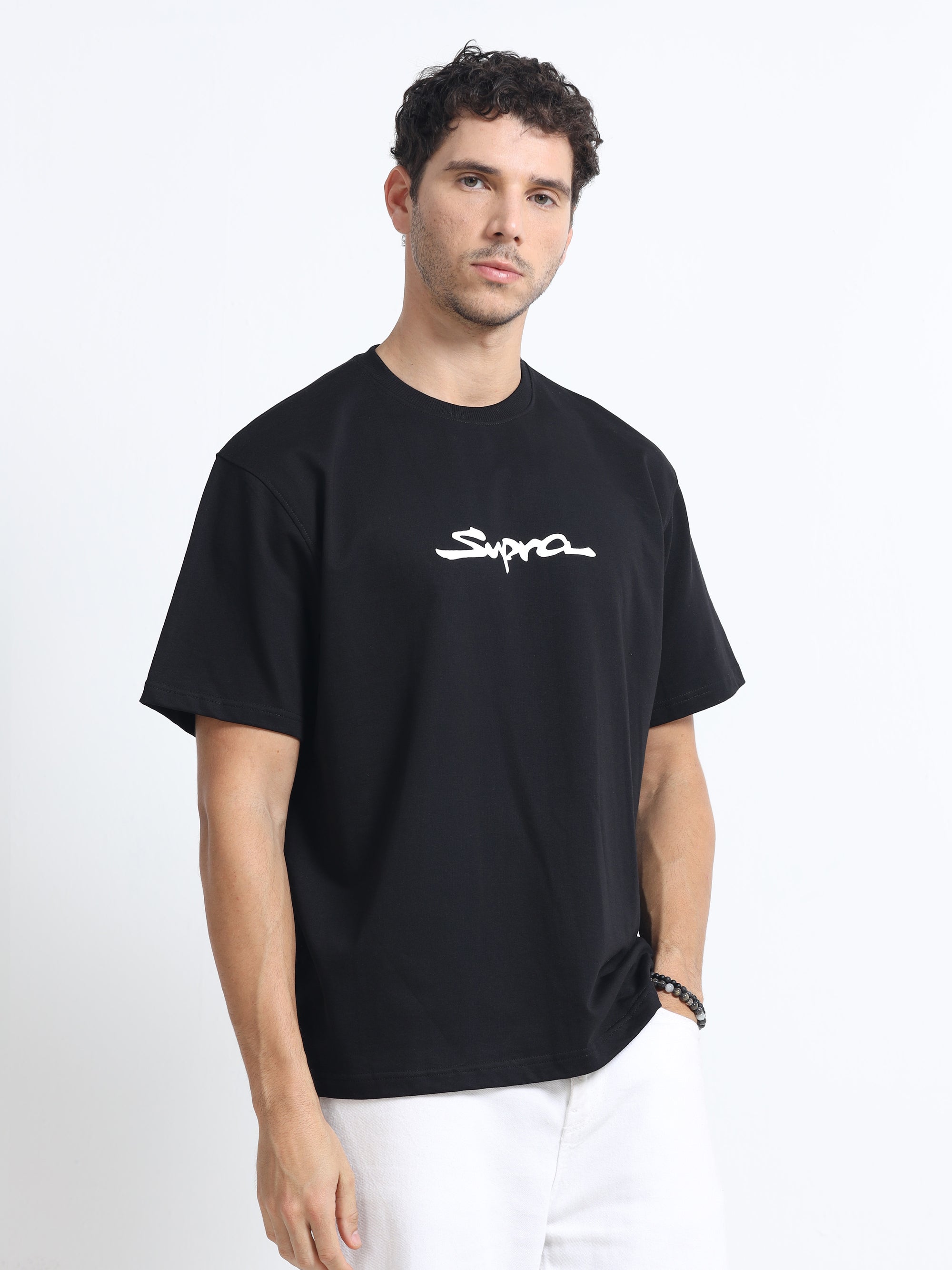 Black Oversized Bio Wash Terry