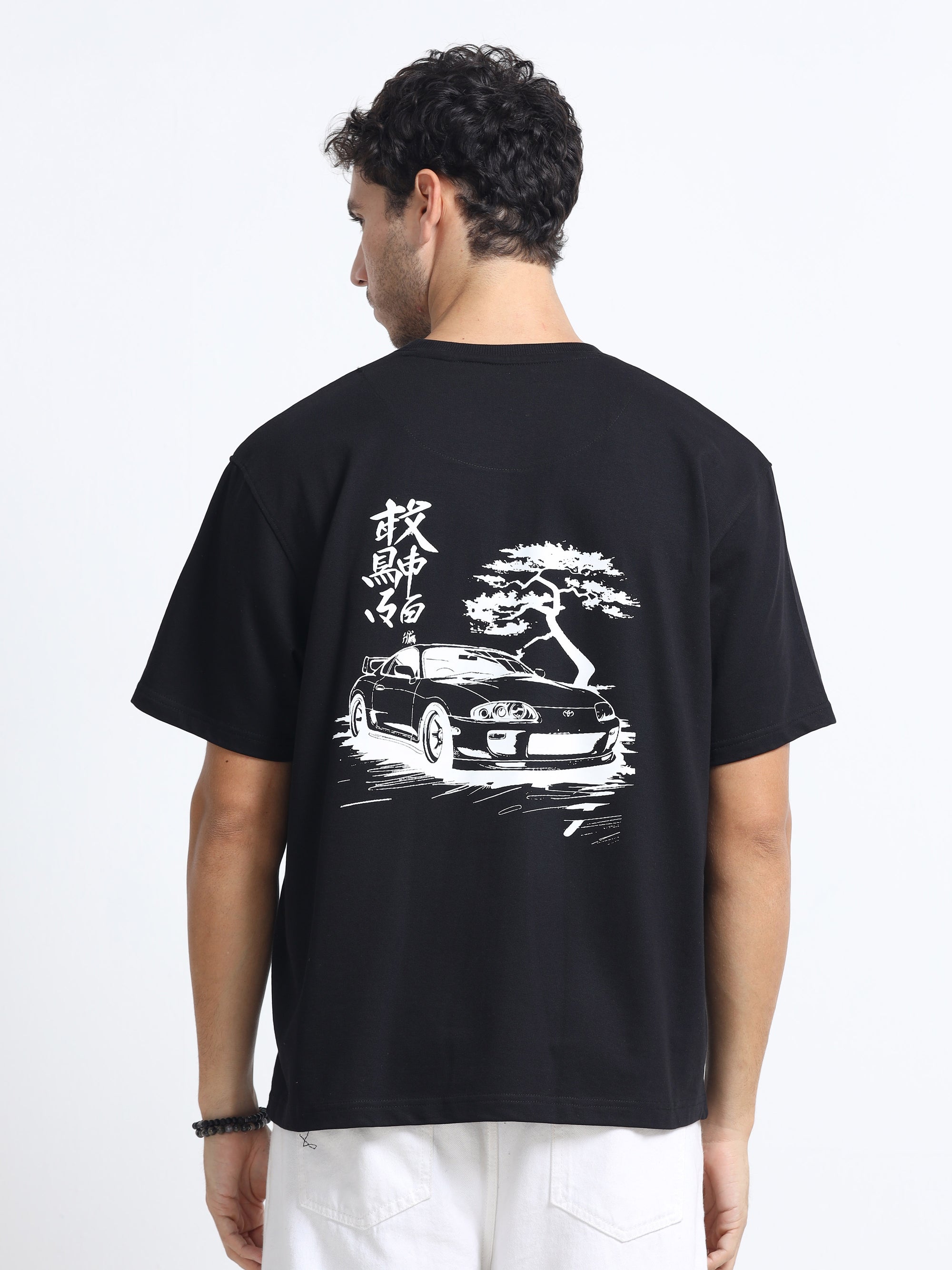 Black Oversized Bio Wash Terry