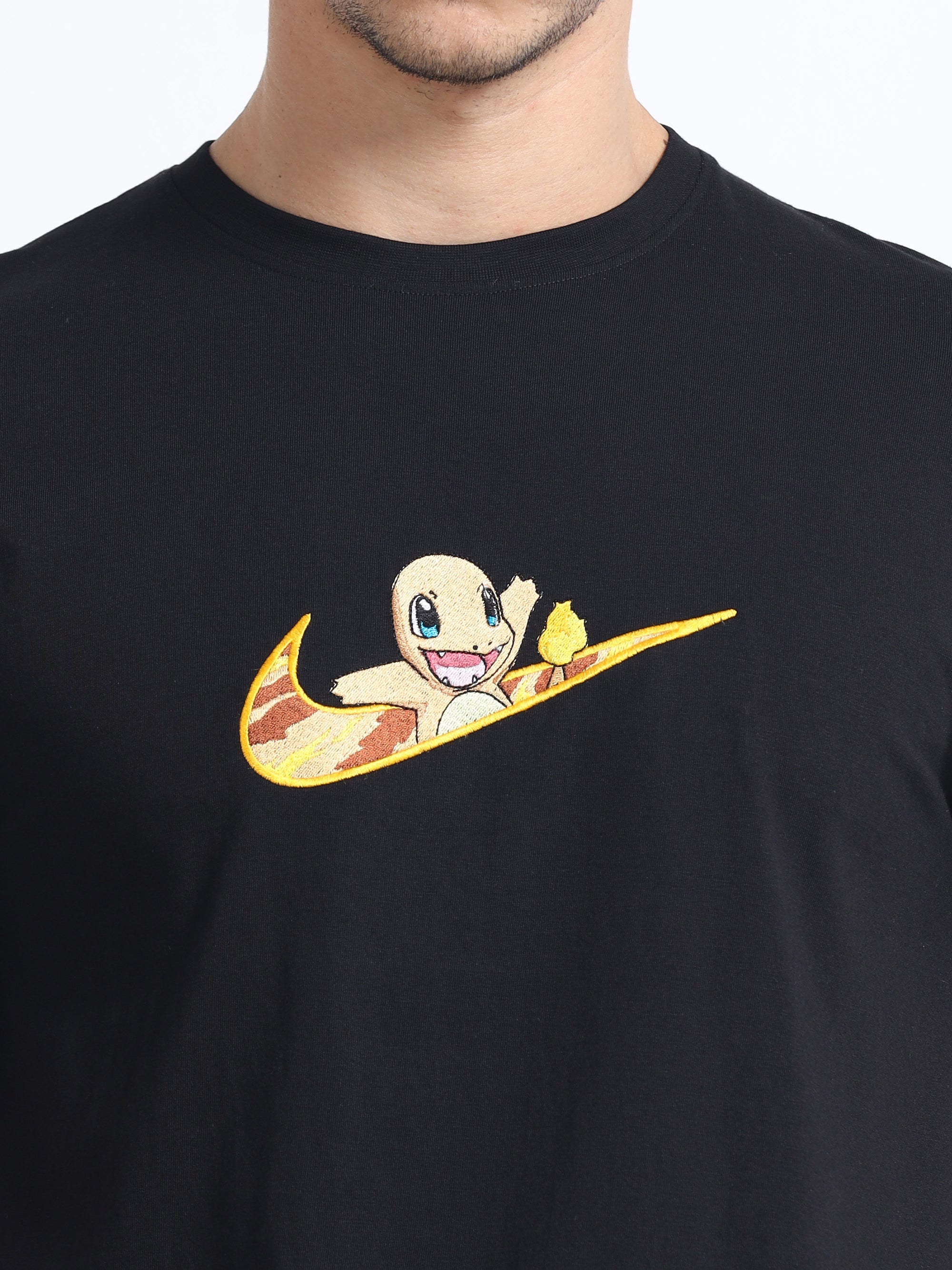 Black Round Neck Bio Wash Single Jersey