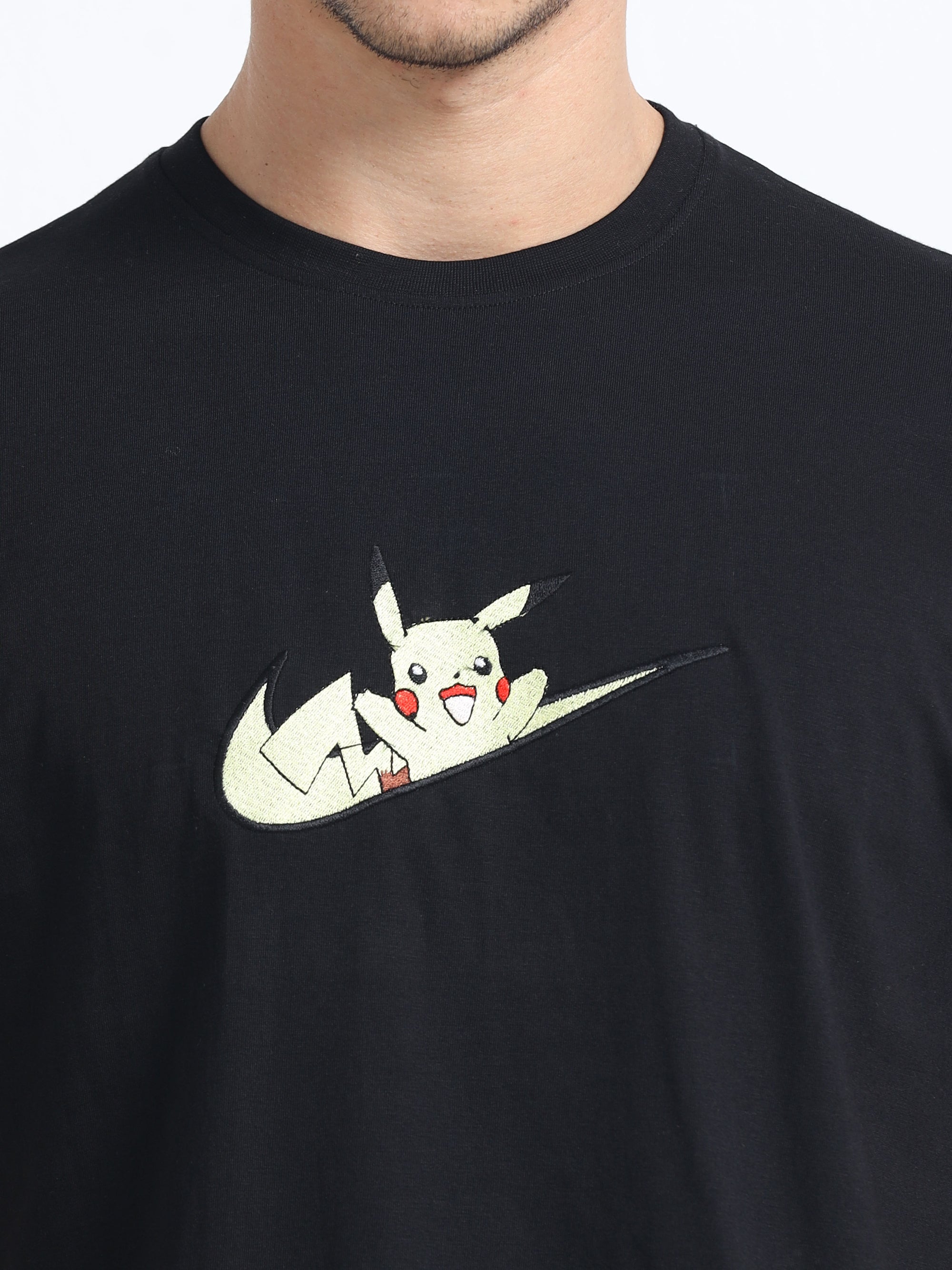 Black Round Neck Bio Wash Single Jersey