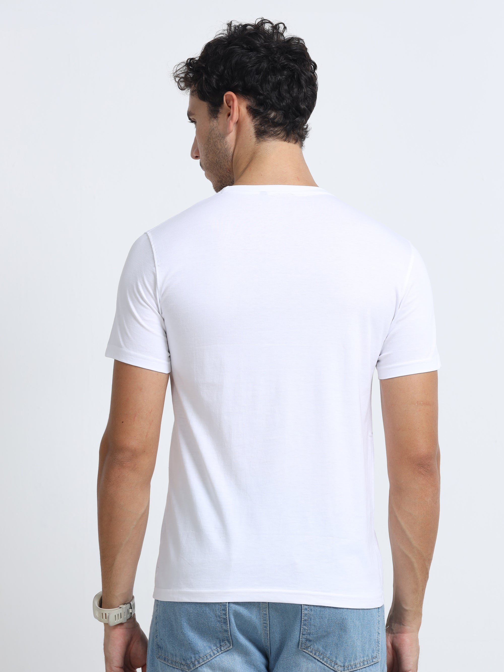 White Round Neck Bio Wash Single Jersey