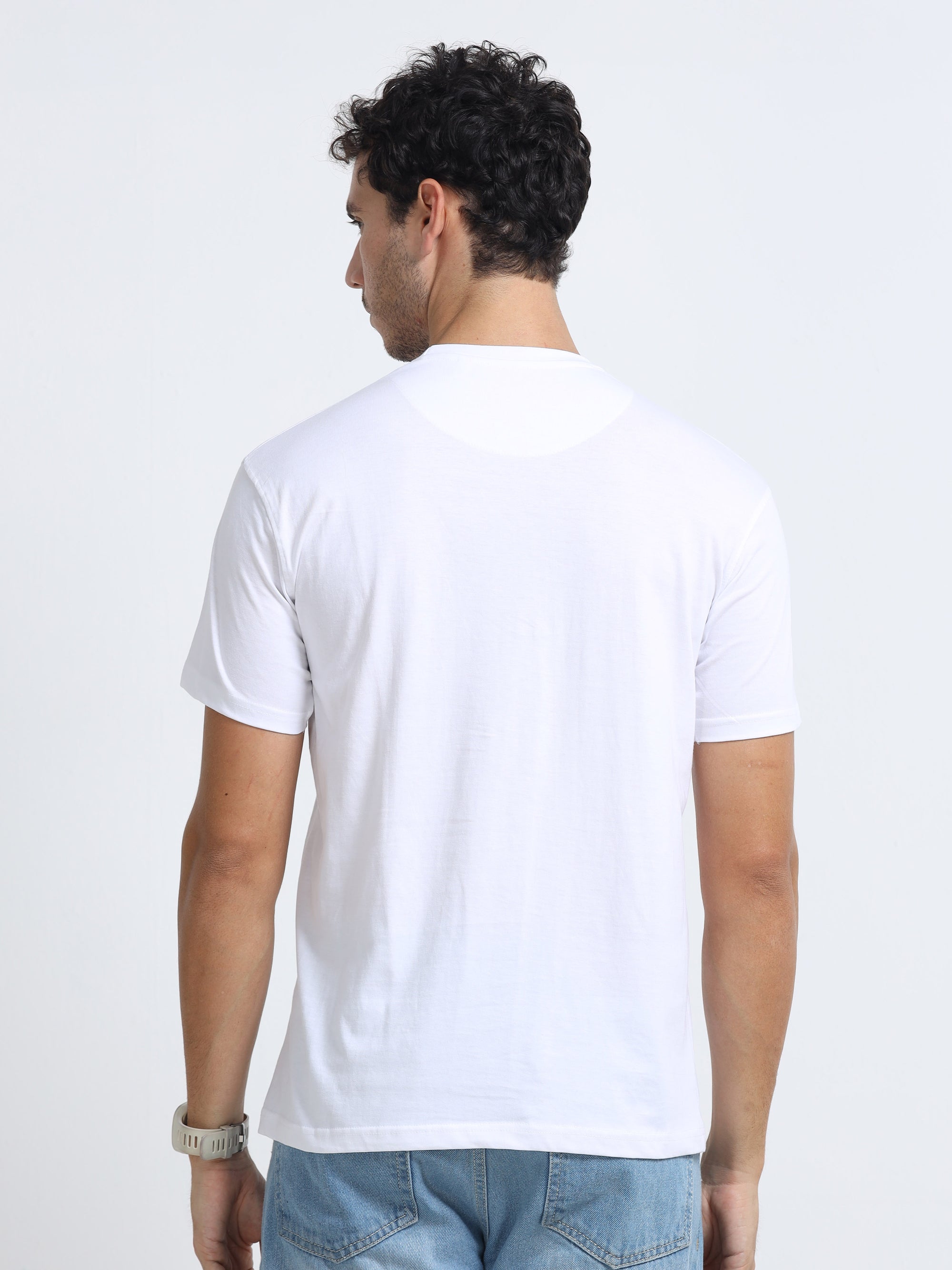White Round Neck Bio Wash Single Jersey