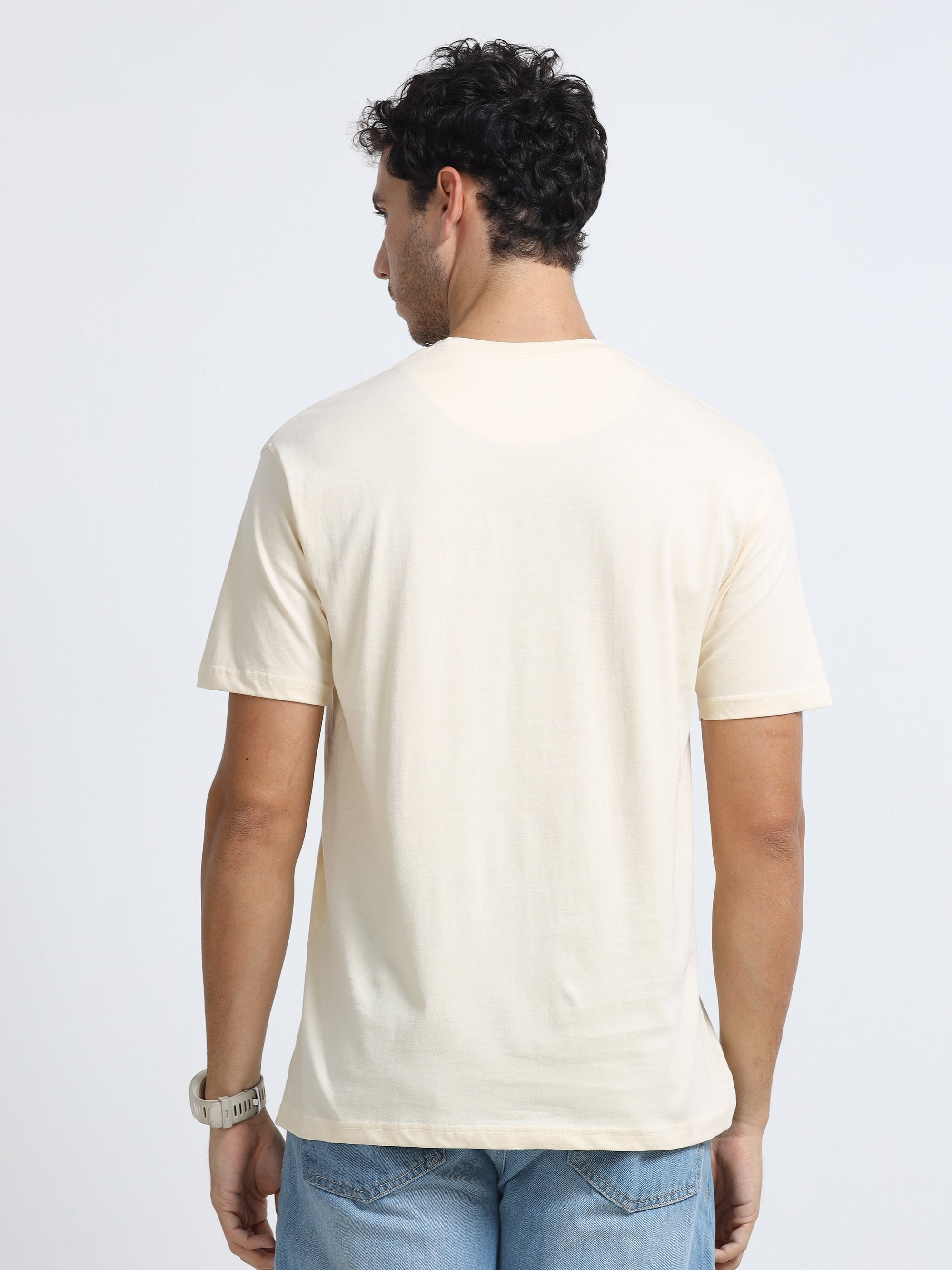White Round Neck Bio Wash Single Jersey