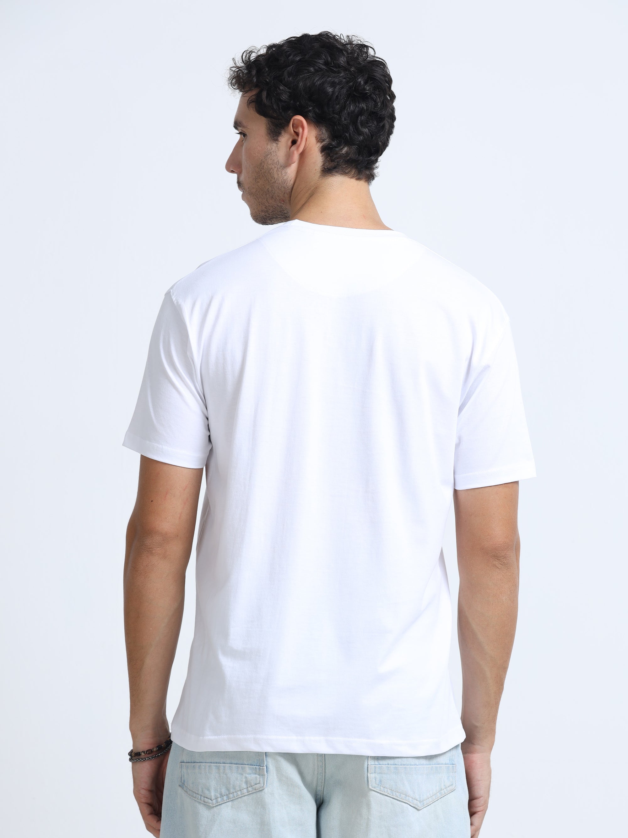 White Round Neck Bio Wash Single Jersey