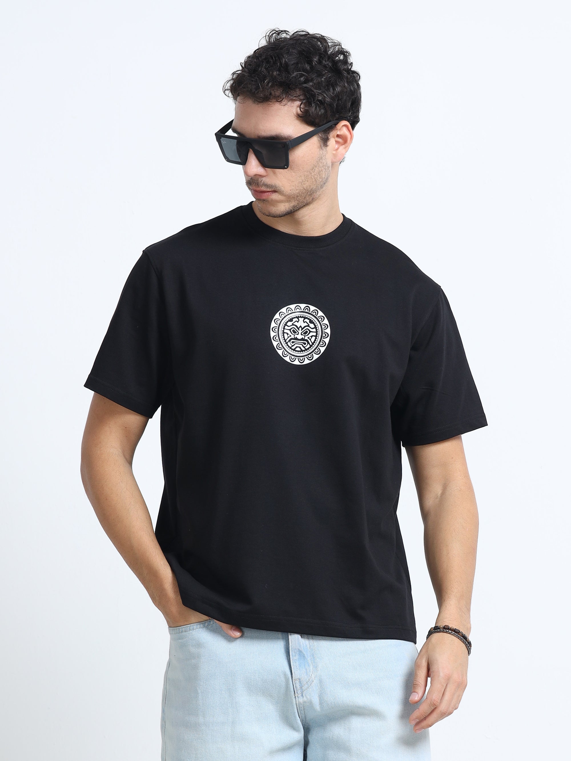 Black Oversized Bio Wash Terry